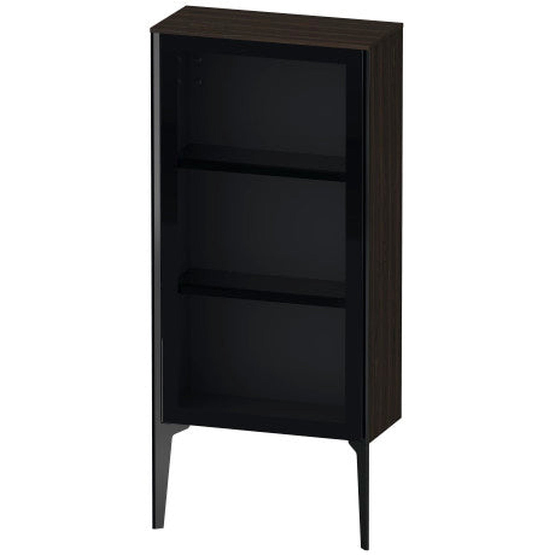 Duravit Xviu 20" x 35" Semi Tall Cabinet With Left Hinge, Black Matt and Brushed Walnut Real Wood Veneer Finish (XV1361LB269)