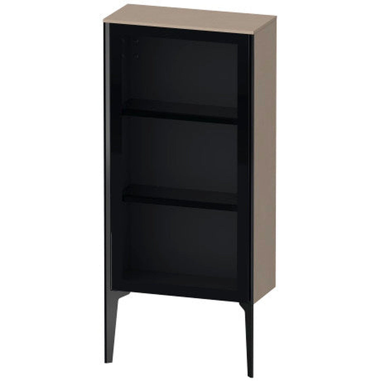 Duravit Xviu 20" x 35" Semi Tall Cabinet With Left Hinge, Black Matt and Linen Finish (XV1361LB275)