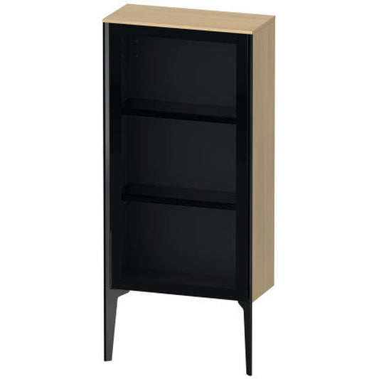 Duravit Xviu 20" x 35" Semi Tall Cabinet With Left Hinge, Black Matt and Mediterreanean Oak Real Wood Veneer Finish (XV1361LB271)