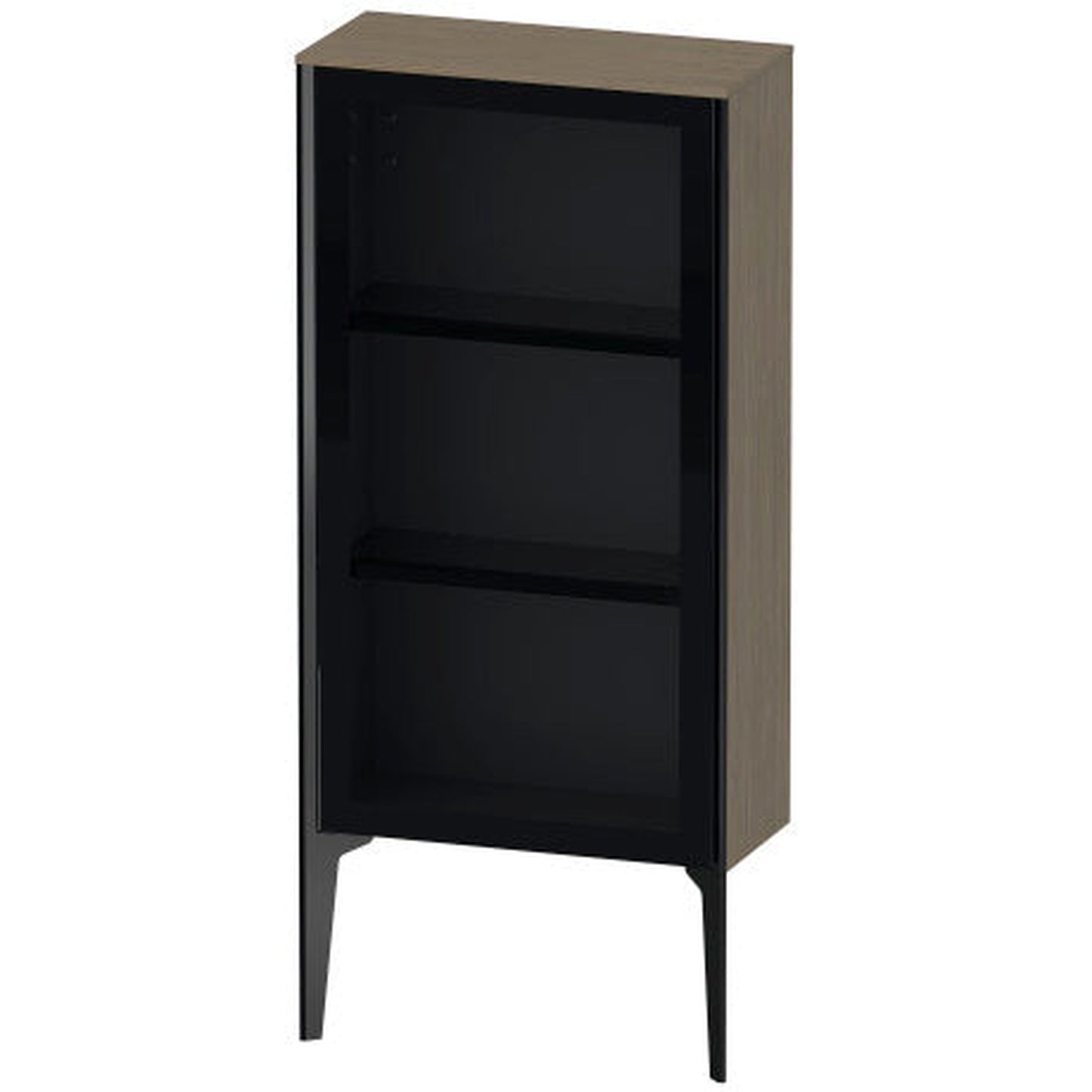 Duravit Xviu 20" x 35" Semi Tall Cabinet With Left Hinge, Black Matt and Oak Terra Finish (XV1361LB235)