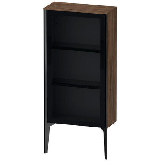 Duravit Xviu 20" x 35" Semi Tall Cabinet With Left Hinge, Black Matt and Walnut Dark Finish (XV1361LB221)