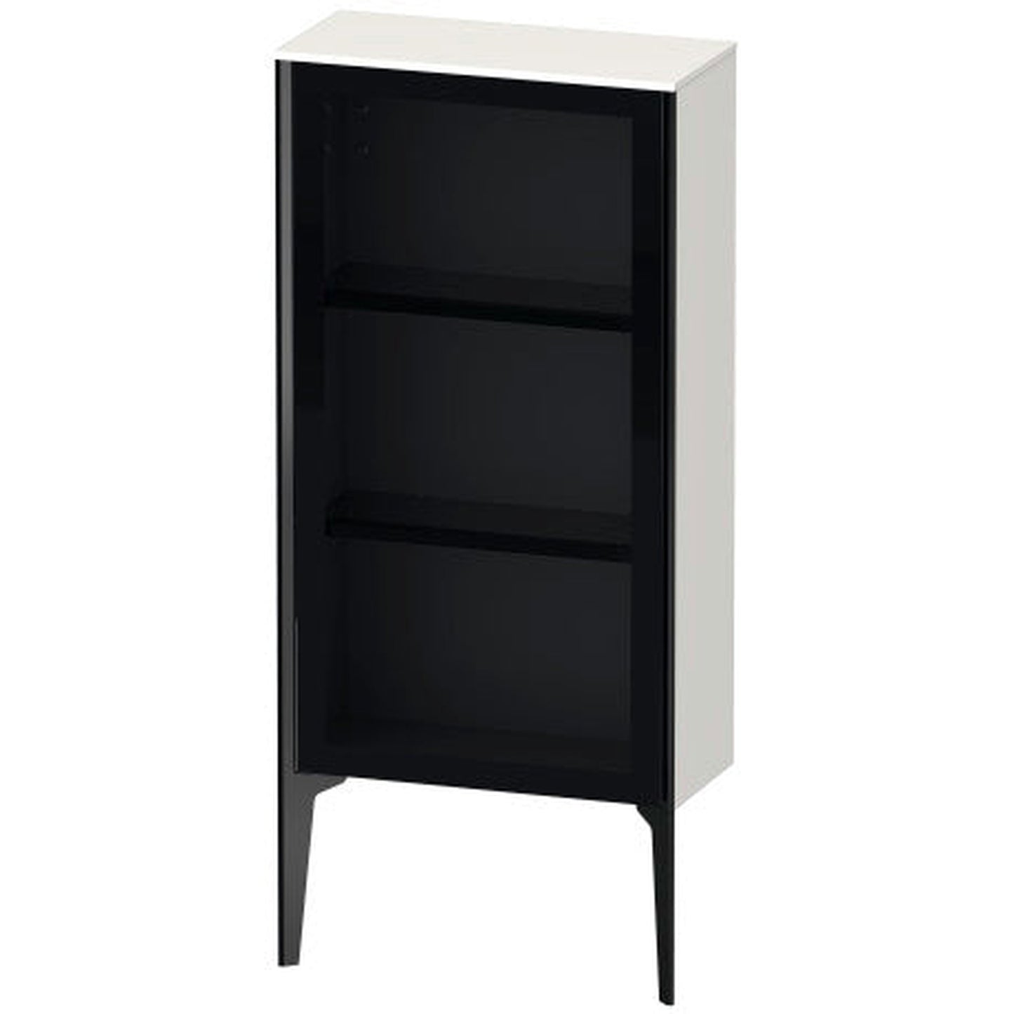 Duravit Xviu 20" x 35" Semi Tall Cabinet With Left Hinge, Black Matt and White High Gloss Finish (XV1361LB222)