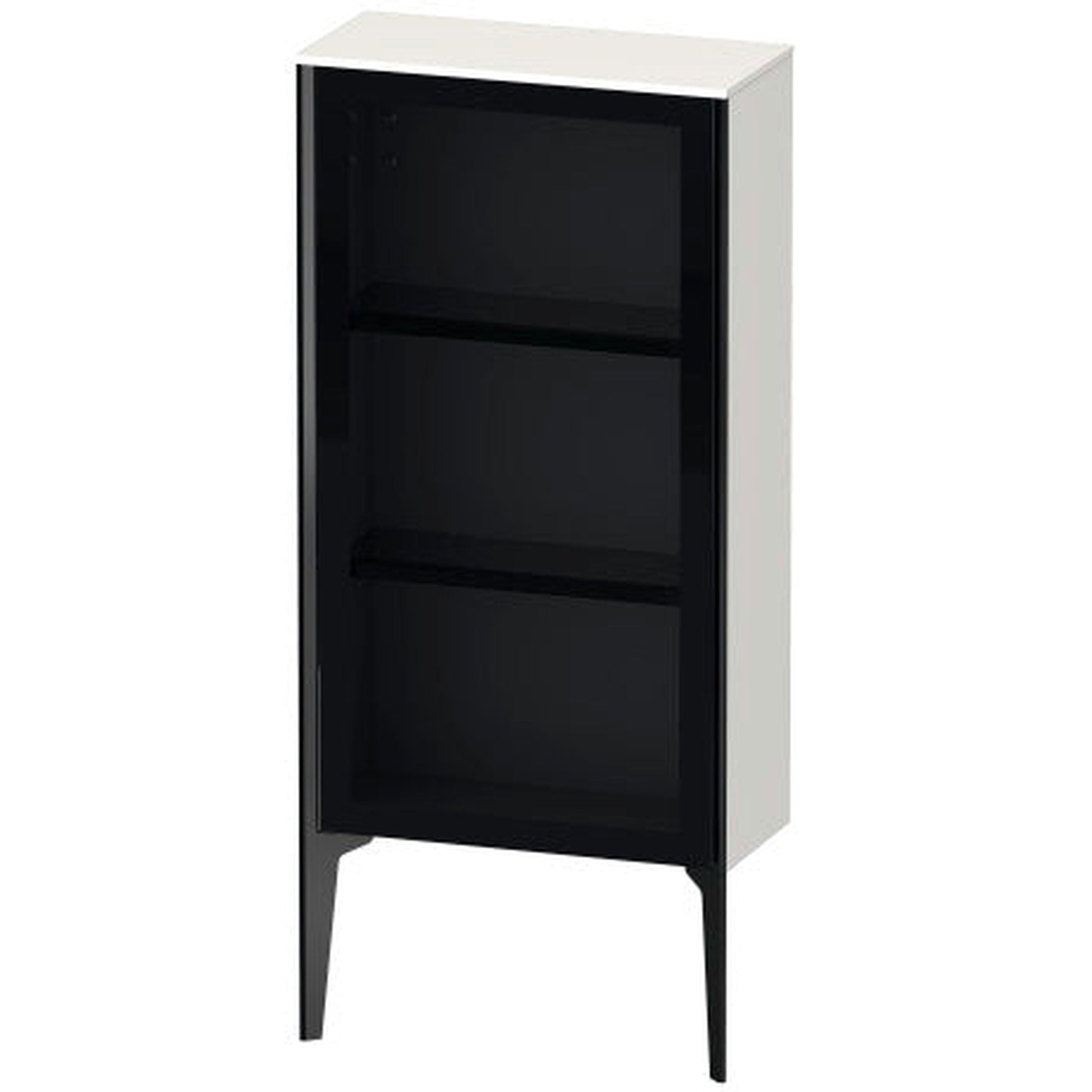 Duravit Xviu 20" x 35" Semi Tall Cabinet With Left Hinge, Black Matt and White High Gloss Finish (XV1361LB222)