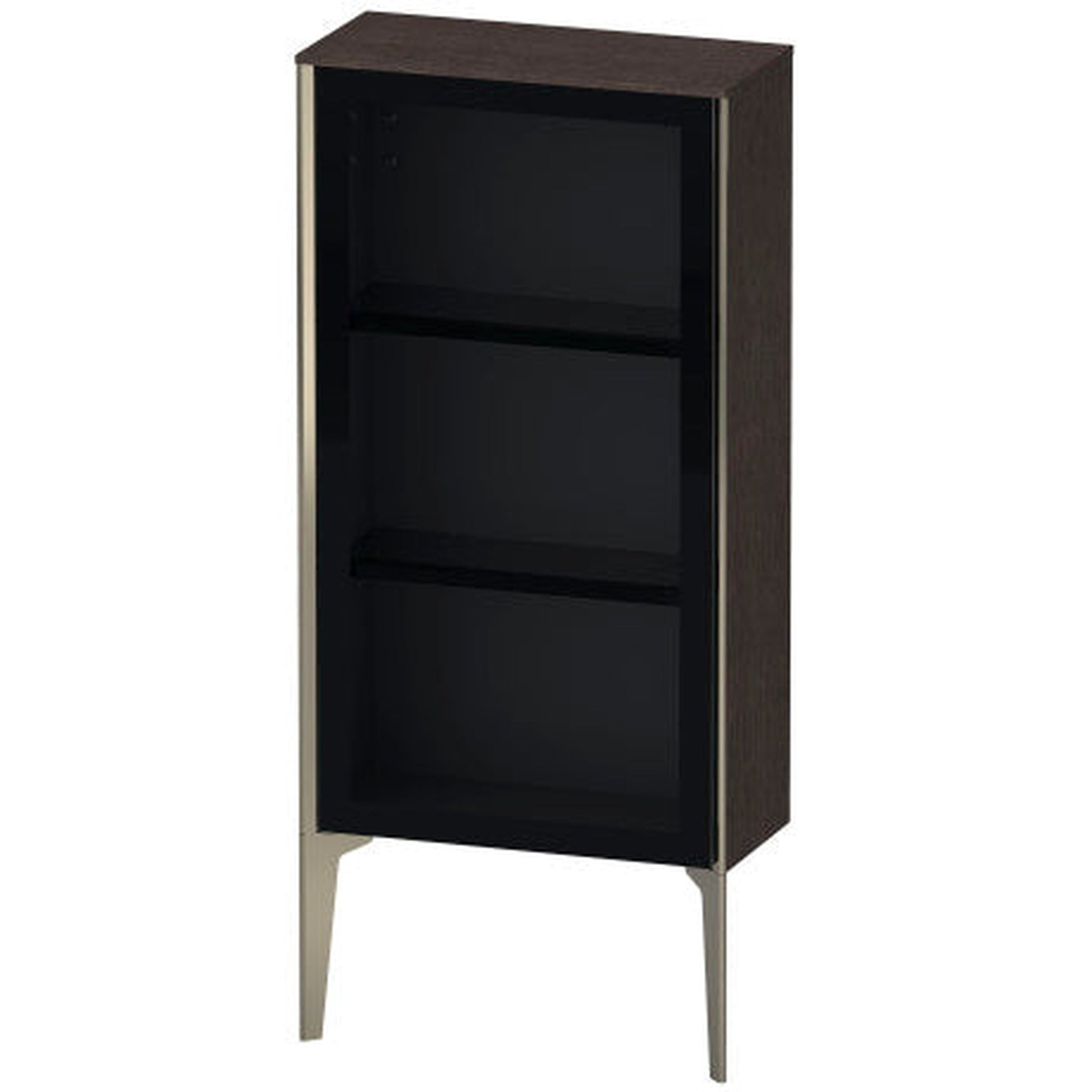 Duravit Xviu 20" x 35" Semi Tall Cabinet With Left Hinge, Champagne Matt and Brushed Dark Oak Real Wood Veneer Finish (XV1361LB172)