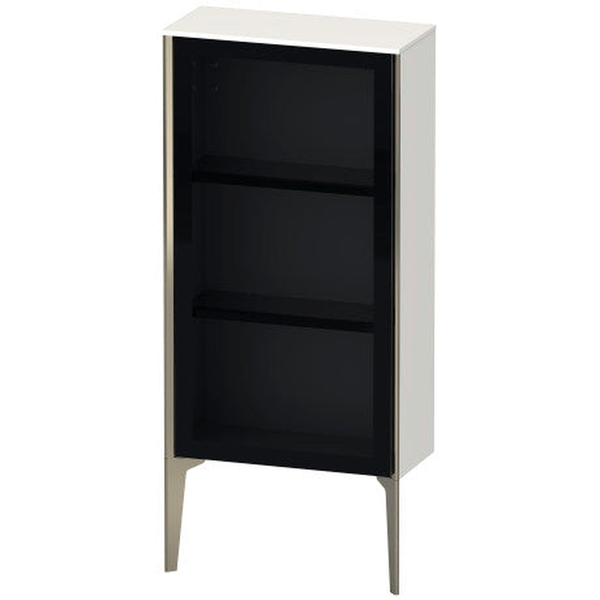 Duravit Xviu 20" x 35" Semi Tall Cabinet With Left Hinge, Champagne Matt and White High Gloss Finish (XV1361LB122)