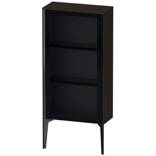 Duravit Xviu 20" x 35" Semi Tall Cabinet With Right Hinge, Black Matt and Brushed Walnut Real Wood Veneer Finish (XV1361RB269)