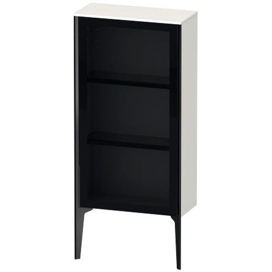 Duravit Xviu 20" x 35" Semi Tall Cabinet With Right Hinge, Black Matt and White High Gloss Finish (XV1361RB222)