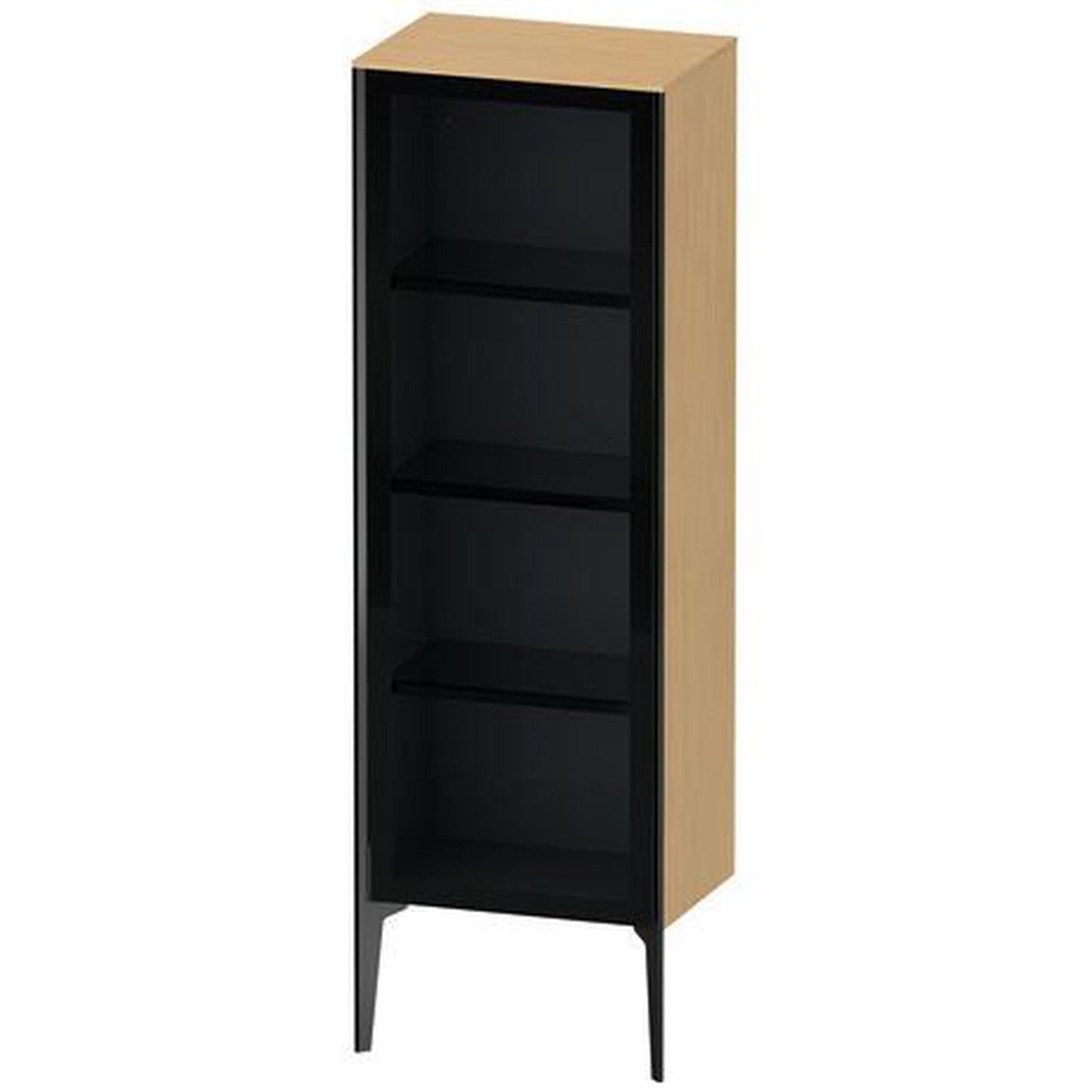 Duravit Xviu 20" x 52" Semi Tall Cabinet With Left Hinge, Black Matt and Natural Oak Finish (XV1368LB230)