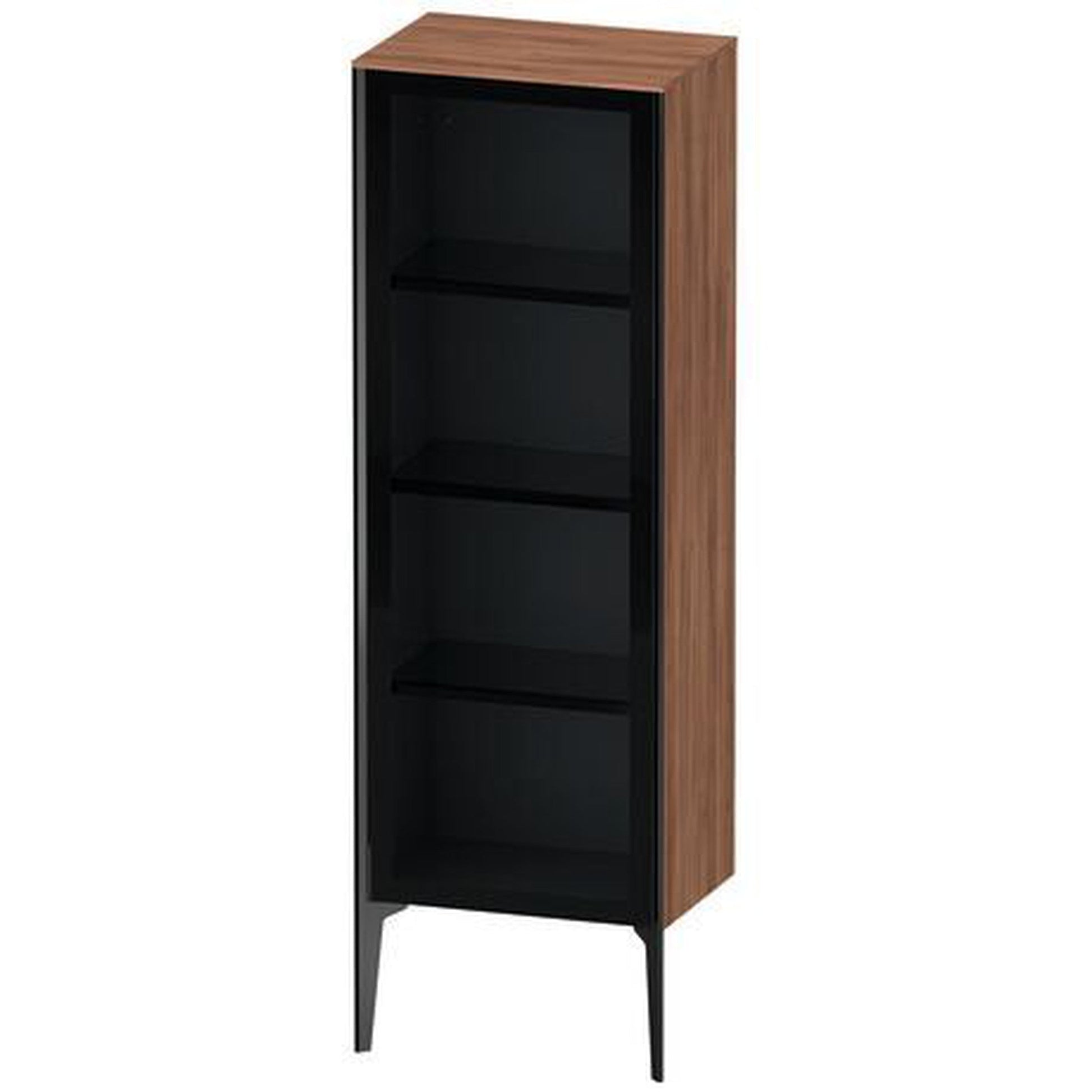 Duravit Xviu 20" x 52" Semi Tall Cabinet With Left Hinge, Black Matt and Natural Walnut Finish (XV1368LB279)
