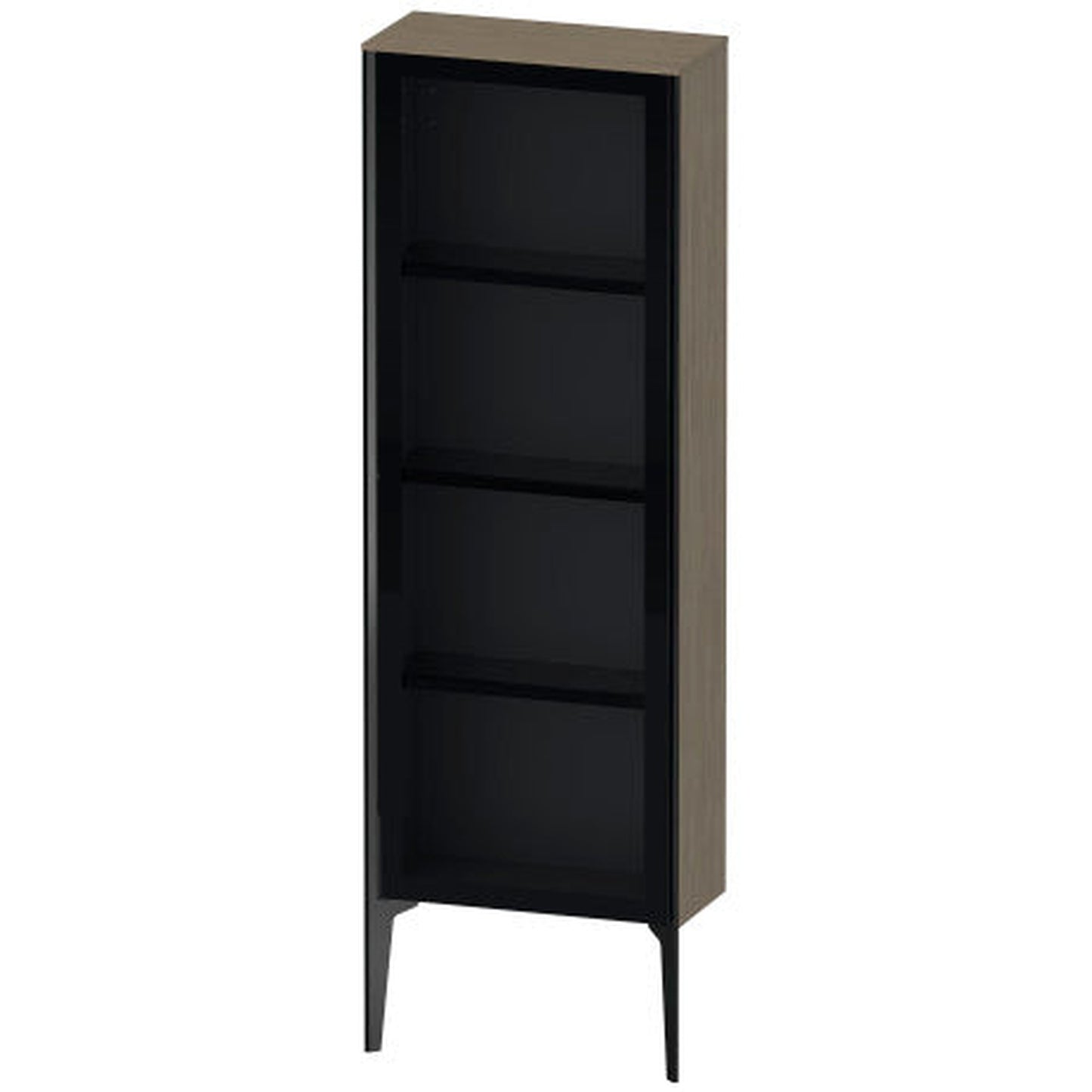 Duravit Xviu 20" x 52" Semi Tall Cabinet With Left Hinge, Black Matt and Oak Terra Finish (XV1366LB235)
