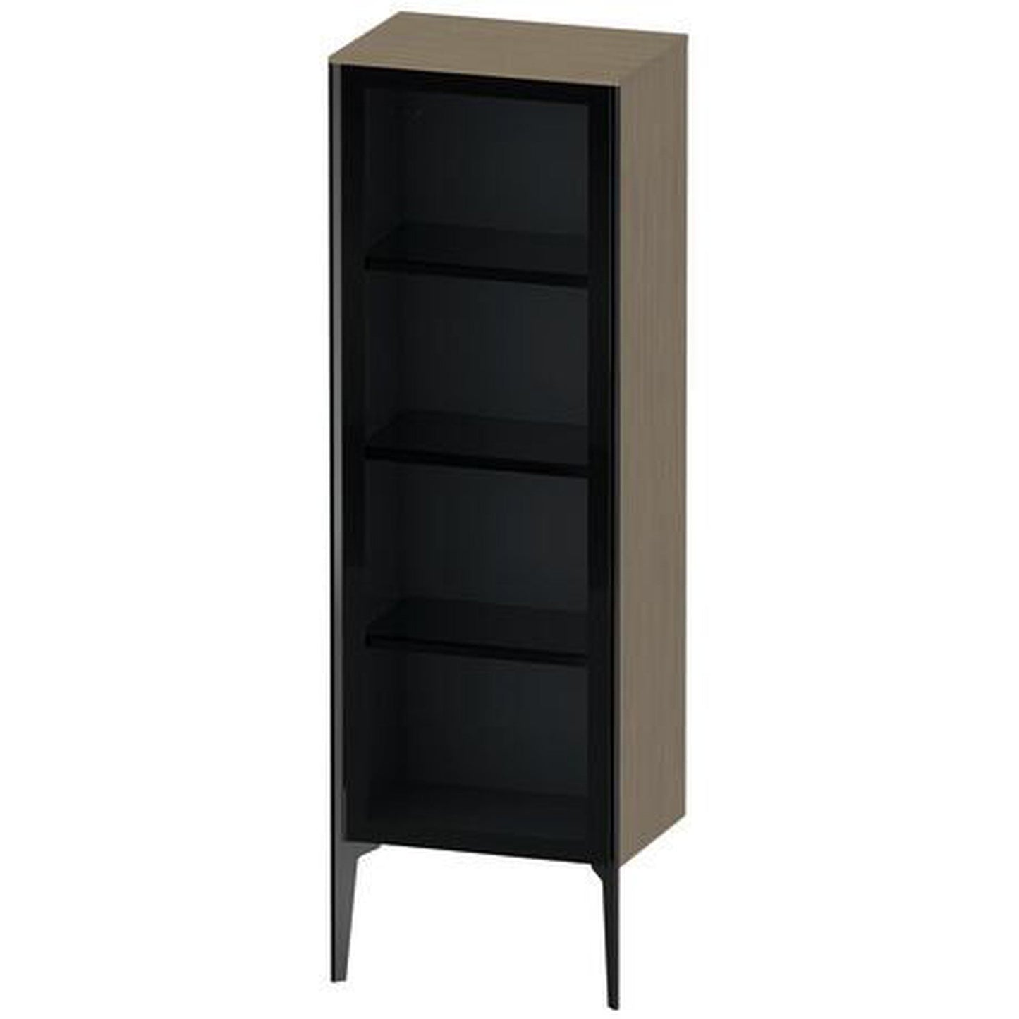 Duravit Xviu 20" x 52" Semi Tall Cabinet With Left Hinge, Black Matt and Oak Terra Finish (XV1368LB235)