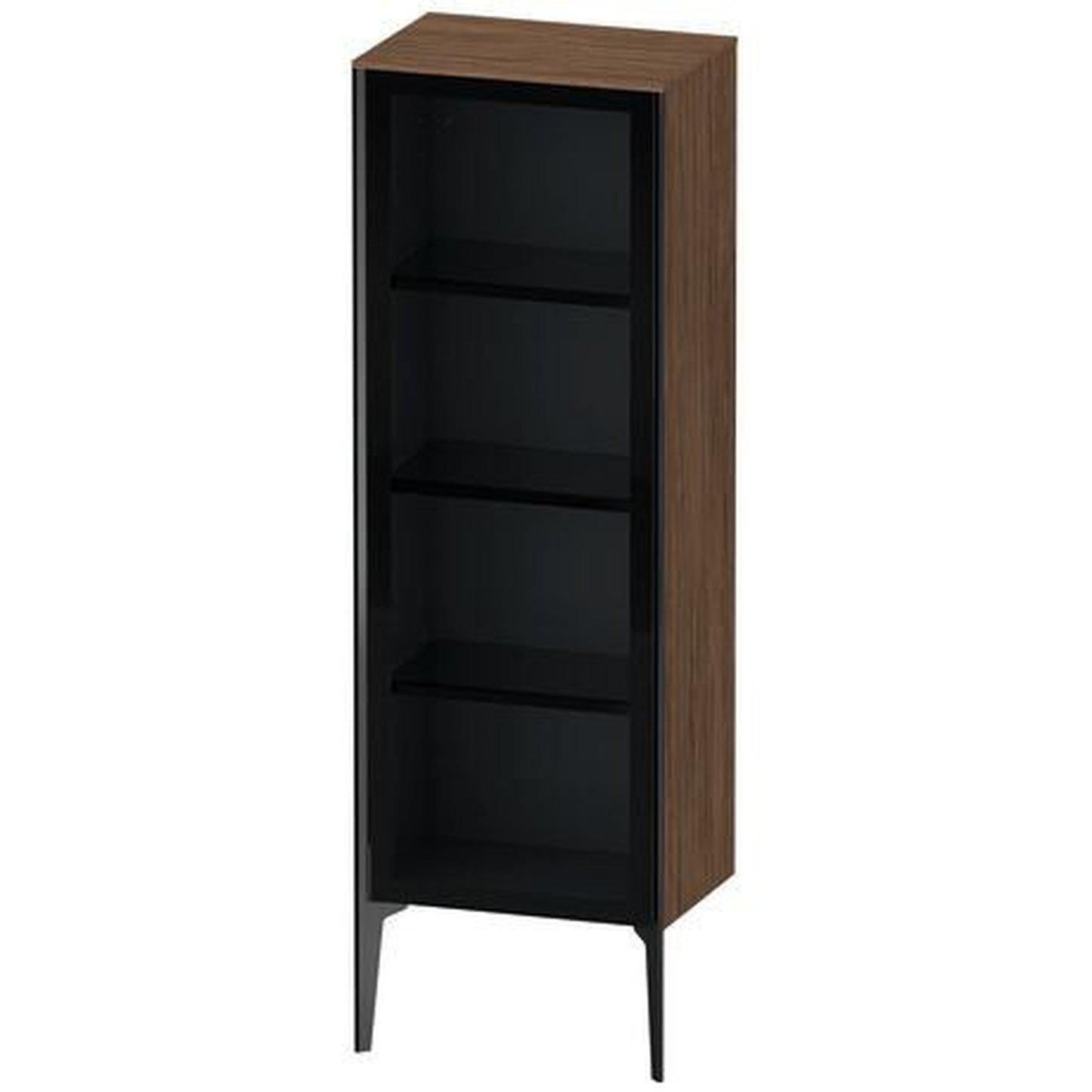 Duravit Xviu 20" x 52" Semi Tall Cabinet With Left Hinge, Black Matt and Walnut Dark Finish (XV1368LB221)