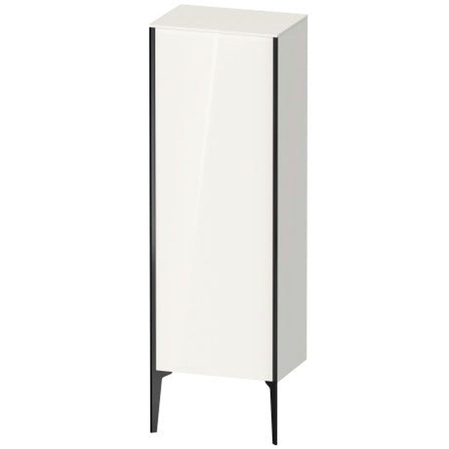Duravit Xviu 20" x 52" Semi Tall Cabinet With Left Hinge, Black Matt and White High Gloss Finish (XV1326LB222)