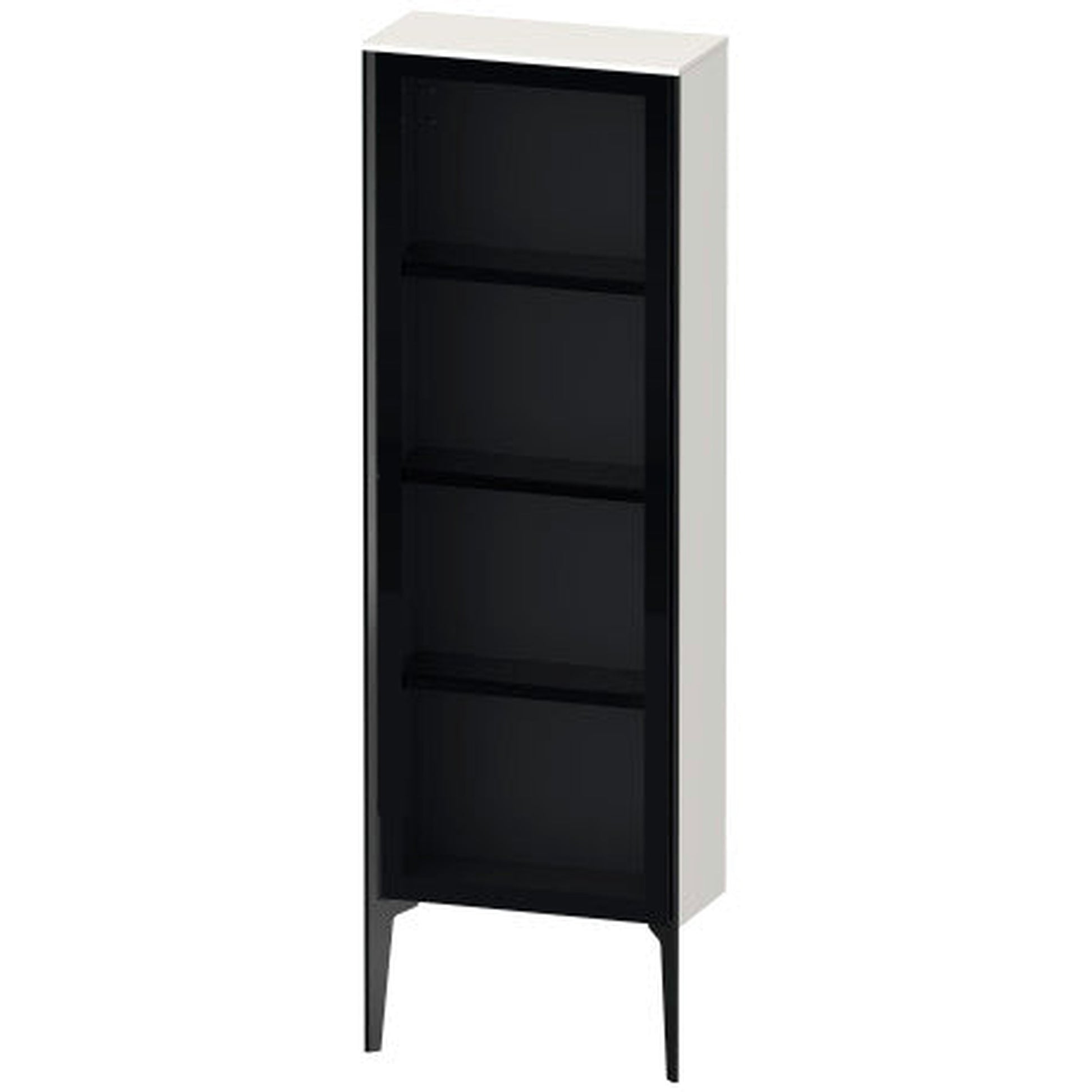 Duravit Xviu 20" x 52" Semi Tall Cabinet With Left Hinge, Black Matt and White High Gloss Finish (XV1366LB222)