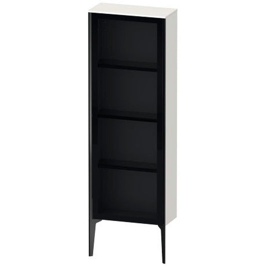 Duravit Xviu 20" x 52" Semi Tall Cabinet With Left Hinge, Black Matt and White High Gloss Finish (XV1366LB222)