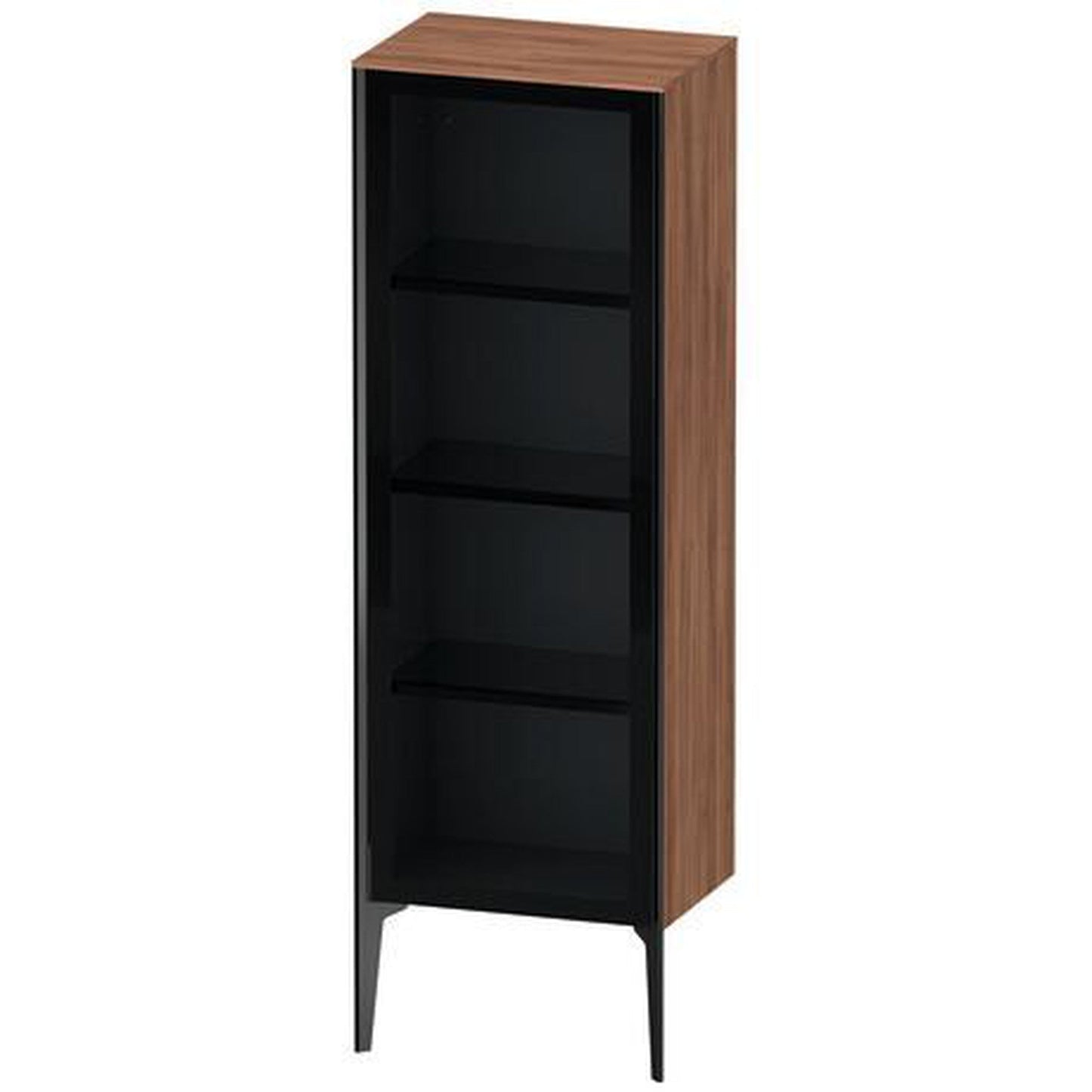 Duravit Xviu 20" x 52" Semi Tall Cabinet With Right Hinge, Black Matt and Natural Walnut Finish (XV1368RB279)