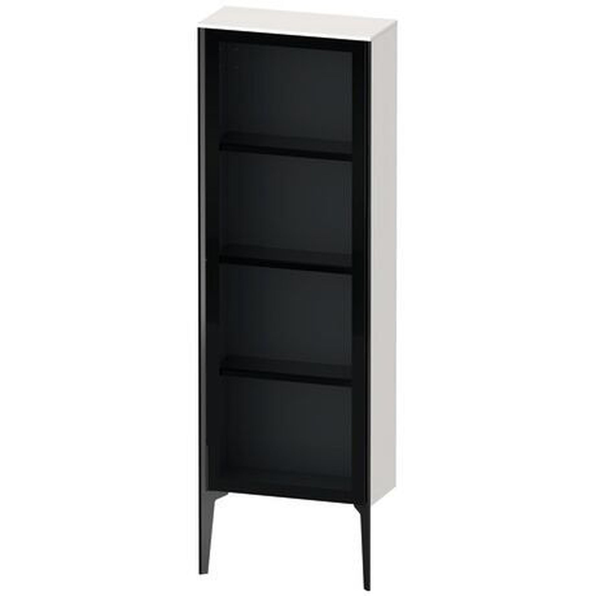 Duravit Xviu 20" x 52" Semi Tall Cabinet With Right Hinge, Black Matt and White High Gloss Finish (XV1366RB222)