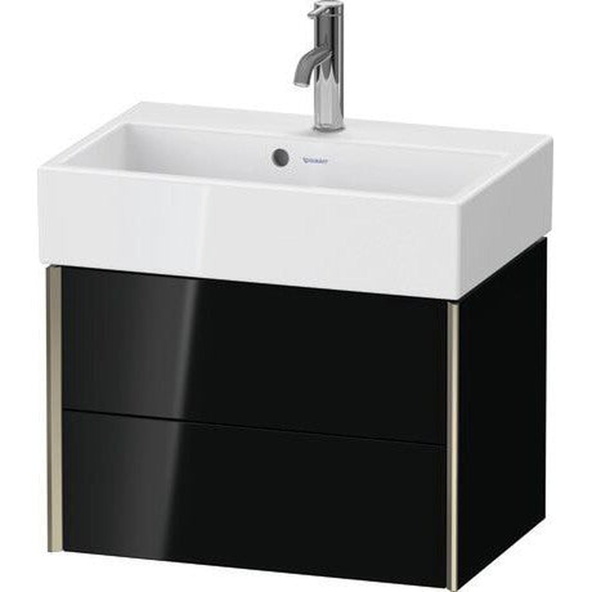 Duravit Xviu 23" x 16" x 15" Two Drawer Wall-Mount Vanity Unit, Black High Gloss Lacquer (XV43160B140)