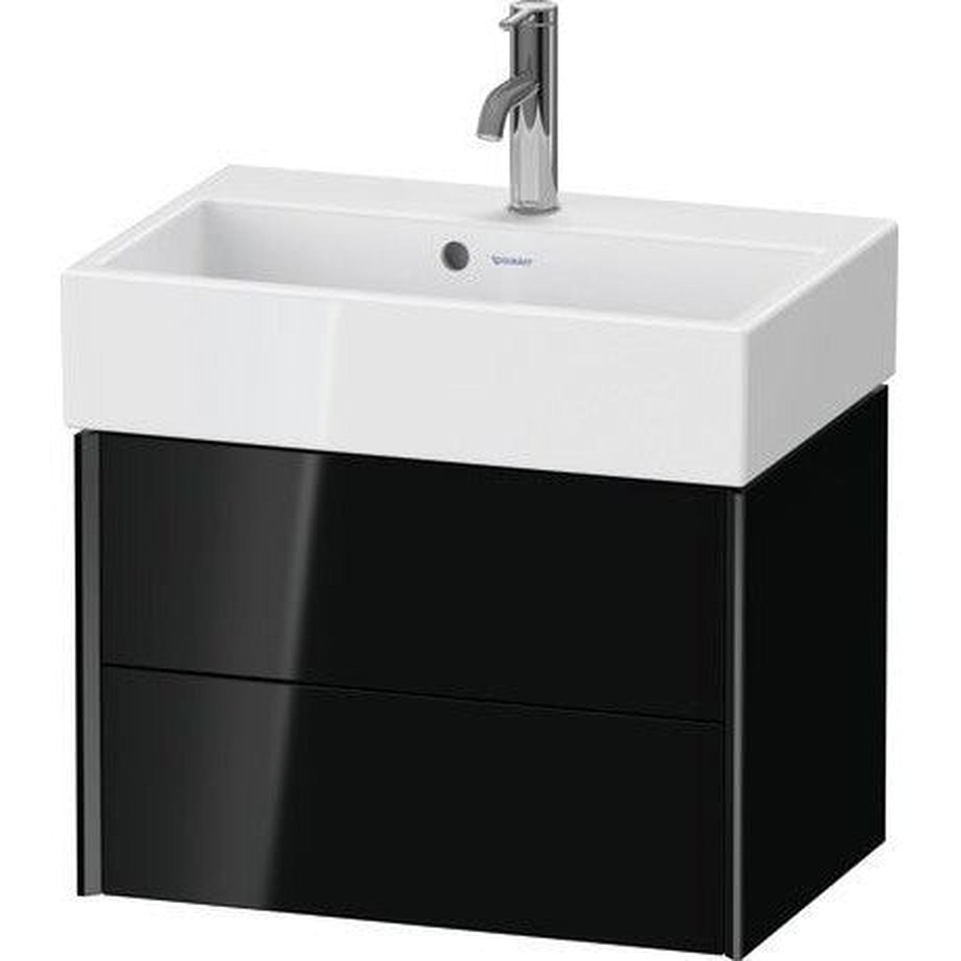Duravit Xviu 23" x 16" x 15" Two Drawer Wall-Mount Vanity Unit, Black High Gloss Lacquer (XV43160B240)