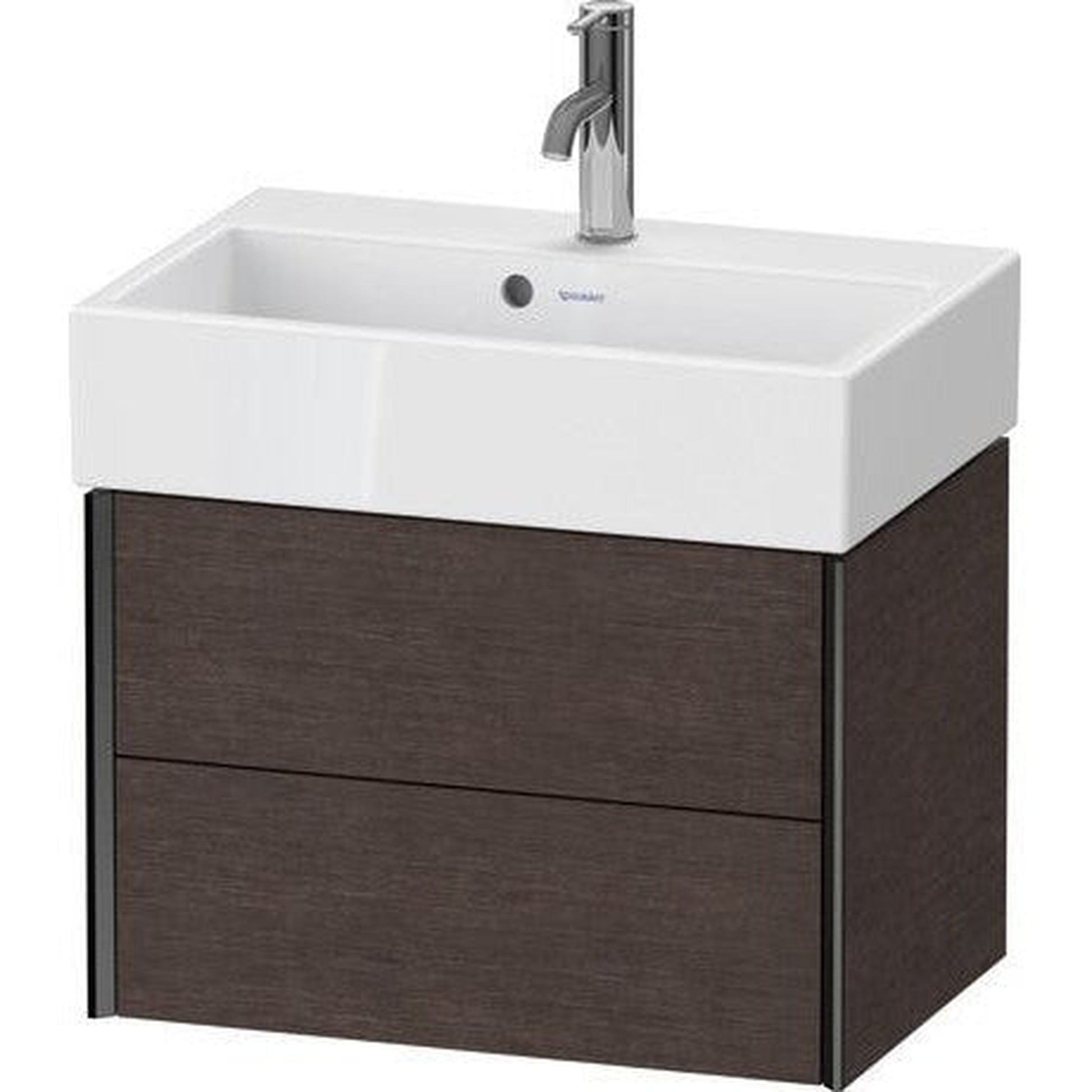 Duravit Xviu 23" x 16" x 15" Two Drawer Wall-Mount Vanity Unit, Brushed Dark Oak Real Wood Veneer (XV43160B272)