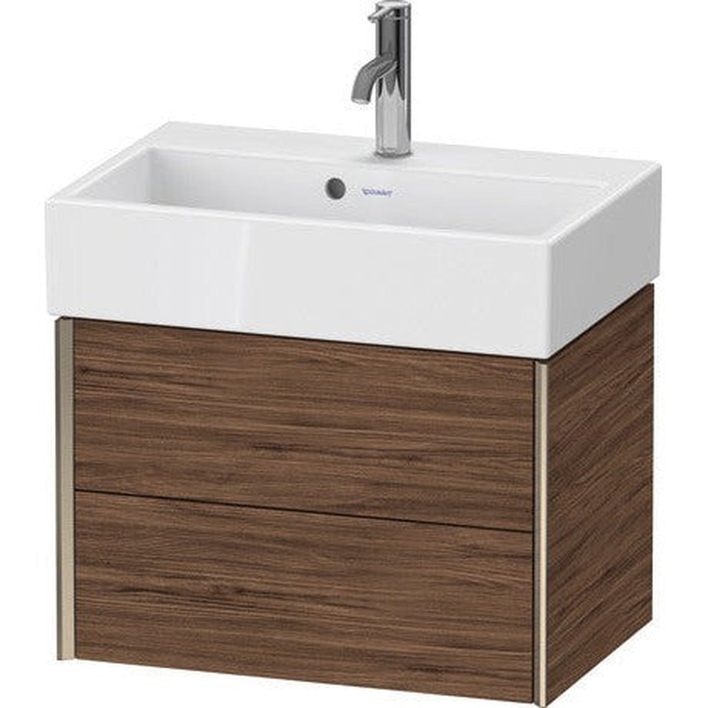 Duravit Xviu 23" x 16" x 15" Two Drawer Wall-Mount Vanity Unit, Walnut Dark (XV43160B121)