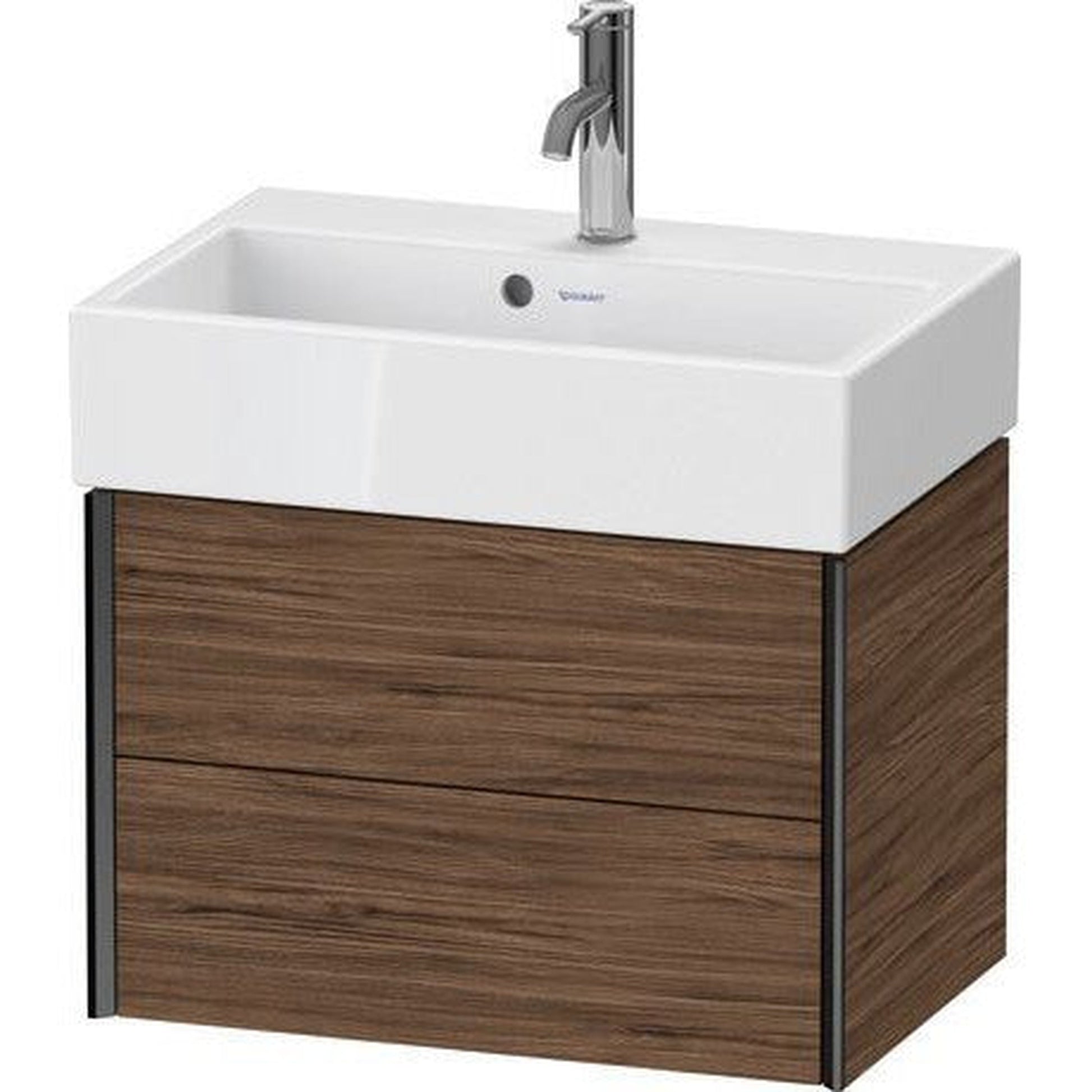 Duravit Xviu 23" x 16" x 15" Two Drawer Wall-Mount Vanity Unit, Walnut Dark (XV43160B221)