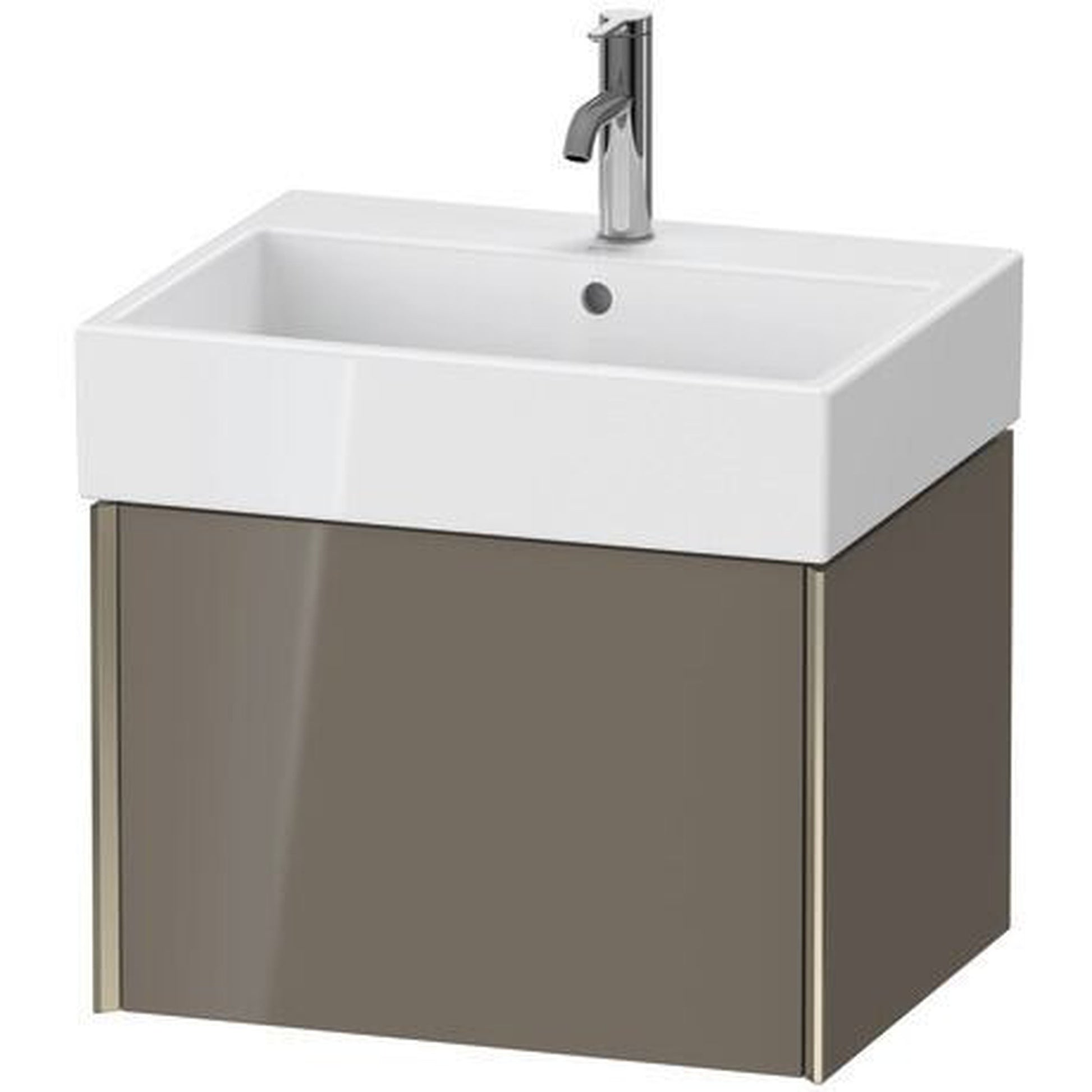 Duravit Xviu 23" x 16" x 18" One Drawer Wall-Mount Vanity Unit, Flannel Grey High Gloss Lacquer (XV42340B189)