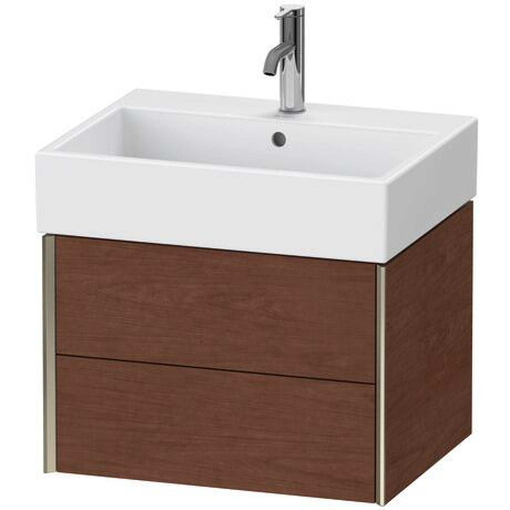 Duravit Xviu 23" x 16" x 18" Two Drawer Wall-Mount Vanity Unit, American Walnut (XV43340B113)