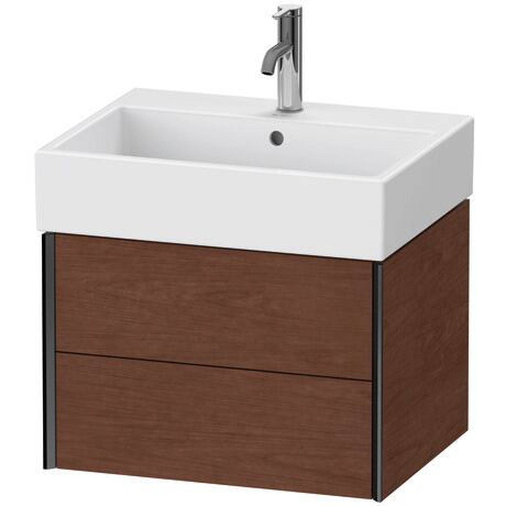 Duravit Xviu 23" x 16" x 18" Two Drawer Wall-Mount Vanity Unit, American Walnut (XV43340B213)