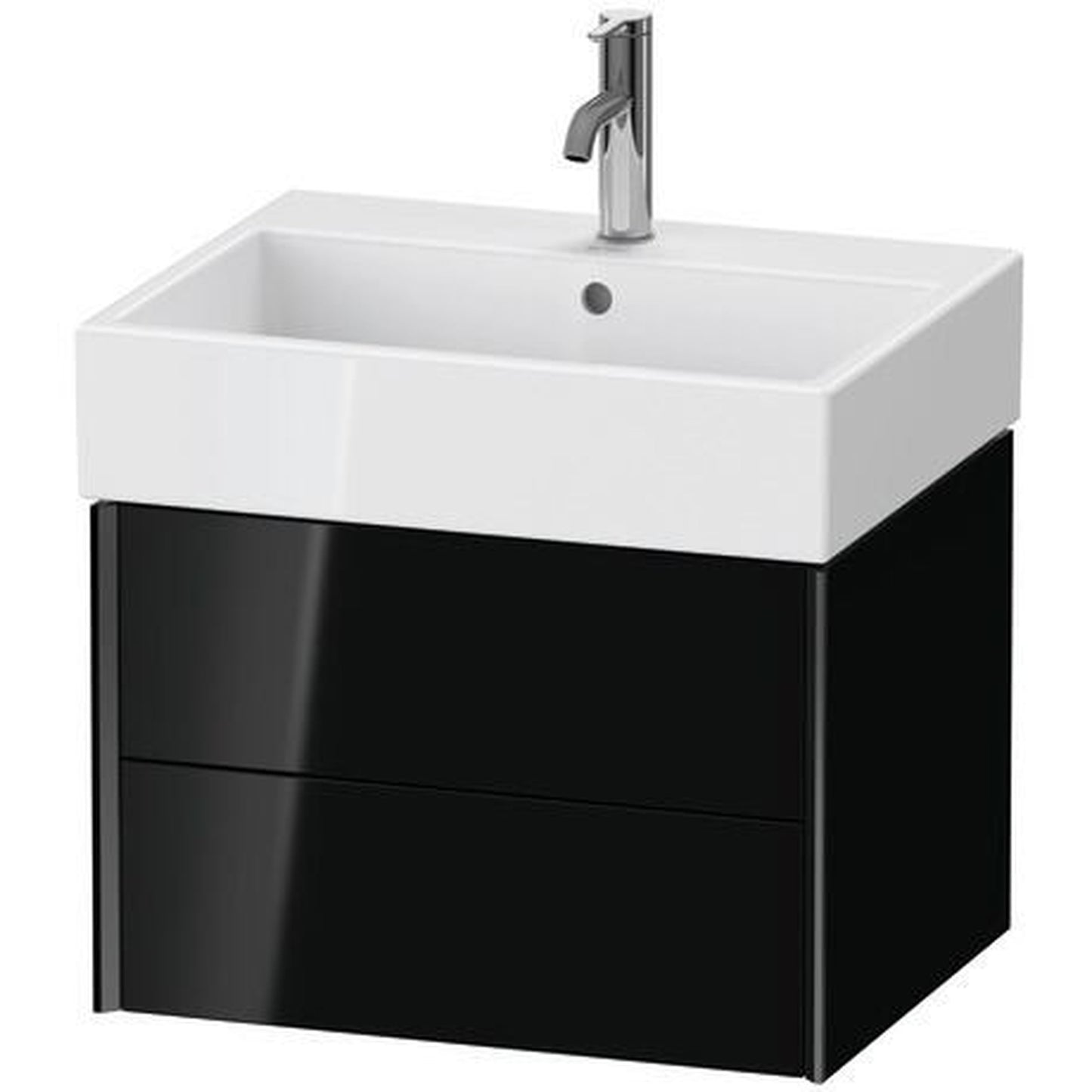 Duravit Xviu 23" x 16" x 18" Two Drawer Wall-Mount Vanity Unit, Black High Gloss Lacquer (XV43340B240)