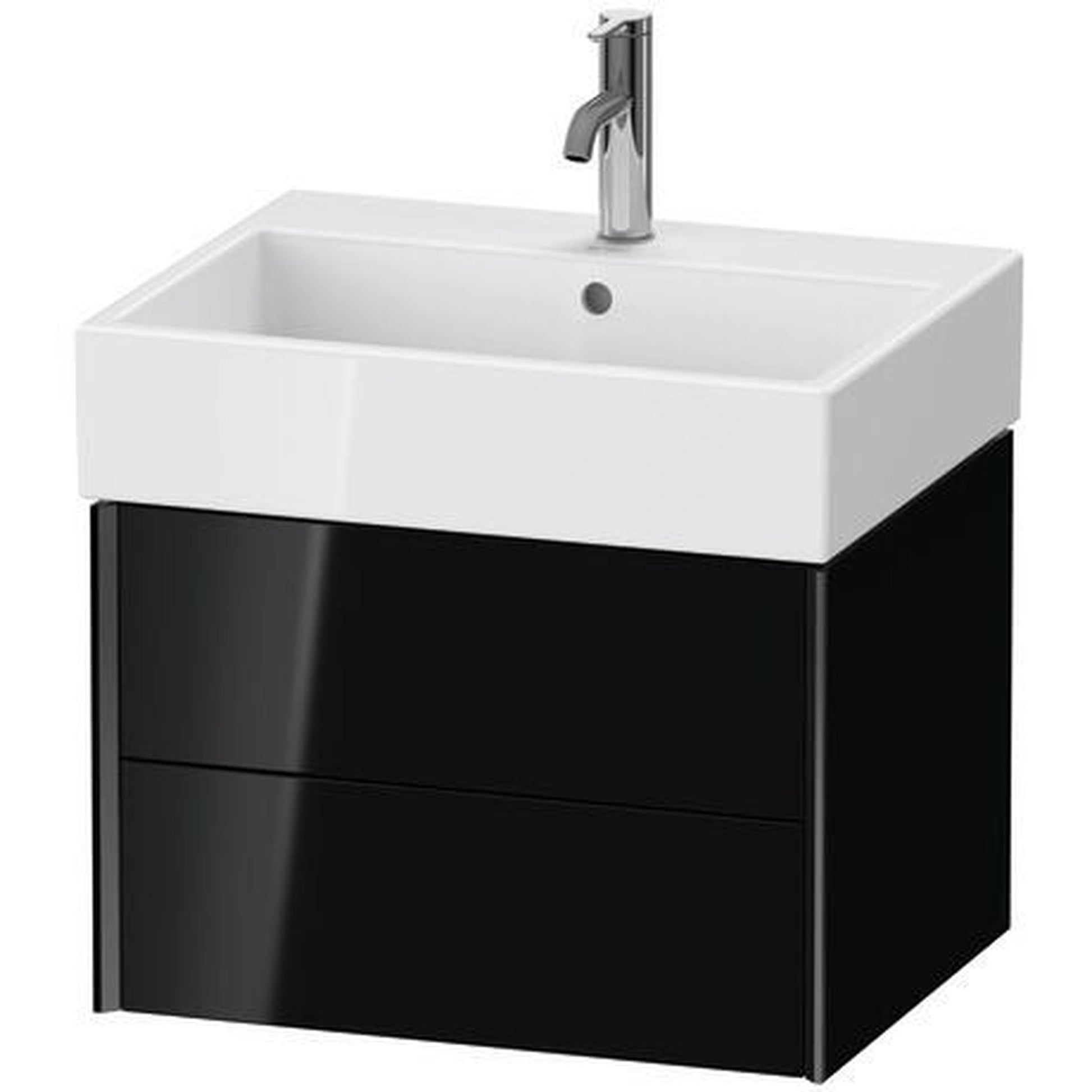 Duravit Xviu 23" x 16" x 18" Two Drawer Wall-Mount Vanity Unit, Black High Gloss Lacquer (XV43340B240)