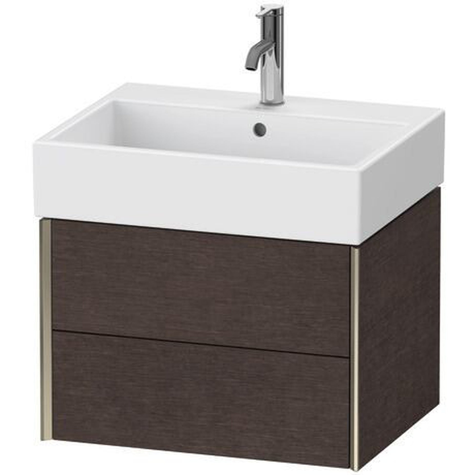 Duravit Xviu 23" x 16" x 18" Two Drawer Wall-Mount Vanity Unit, Brushed Dark Oak Real Wood Veneer (XV43340B172)