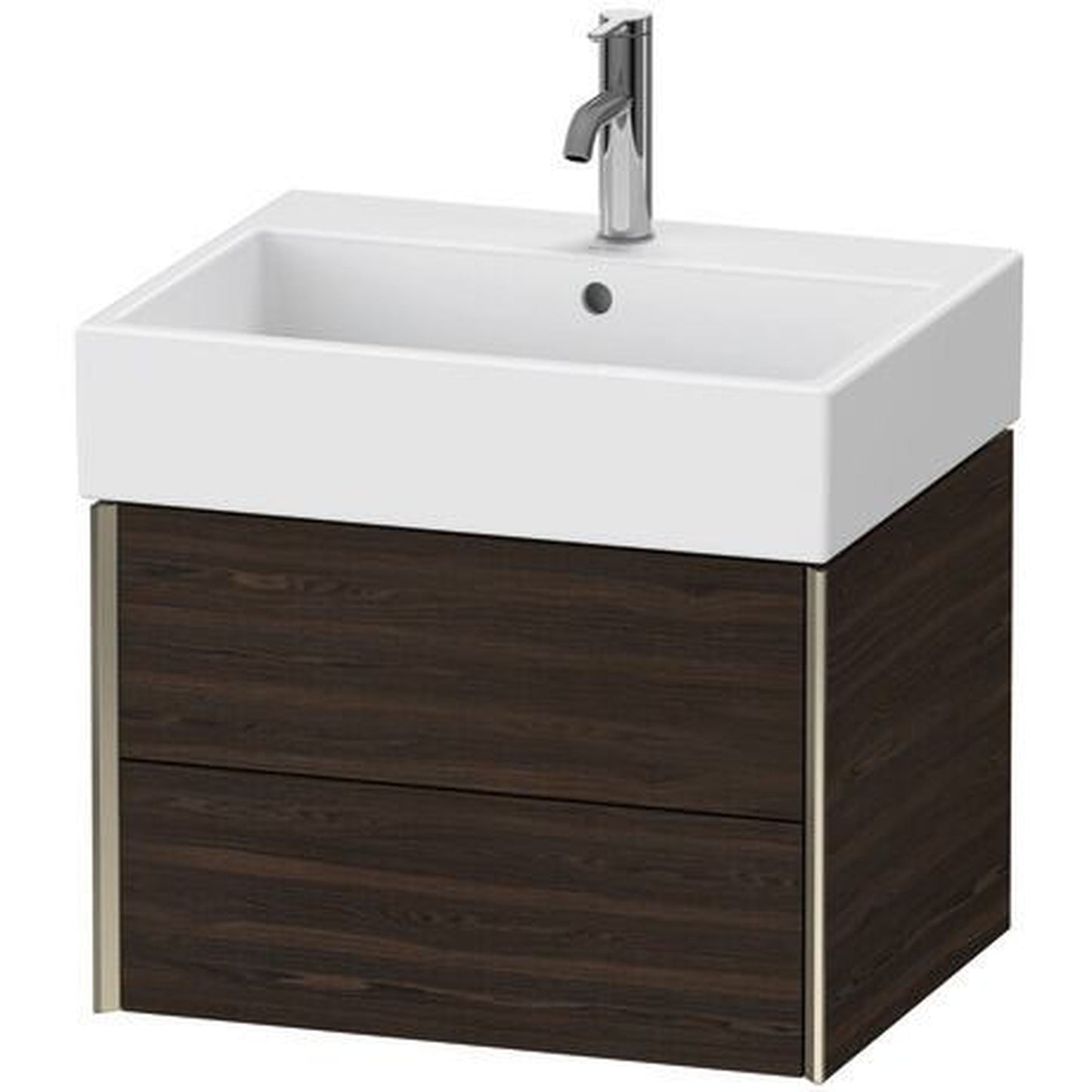 Duravit Xviu 23" x 16" x 18" Two Drawer Wall-Mount Vanity Unit, Brushed Walnut Real Wood Veneer (XV43340B169)