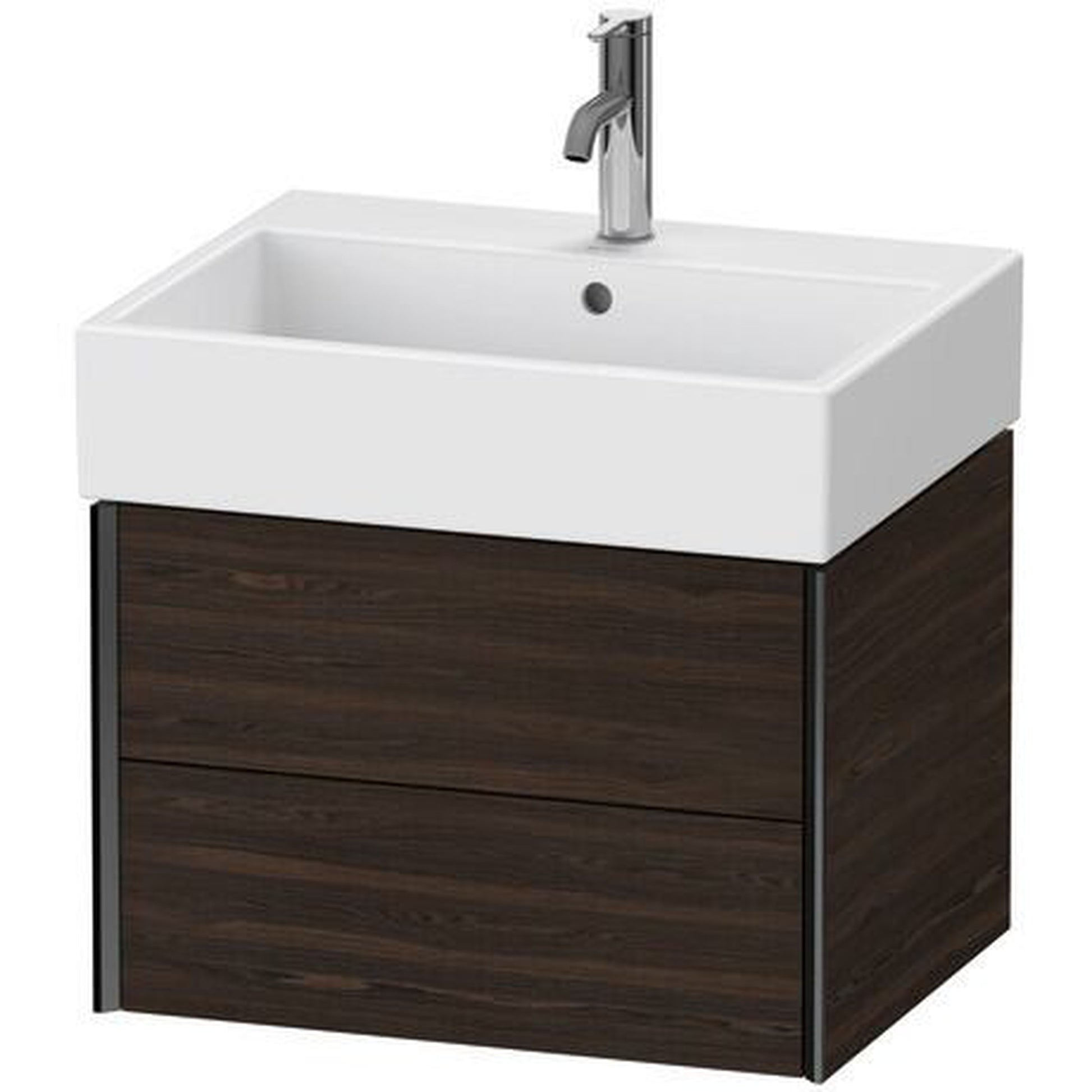 Duravit Xviu 23" x 16" x 18" Two Drawer Wall-Mount Vanity Unit, Brushed Walnut Real Wood Veneer (XV43340B269)