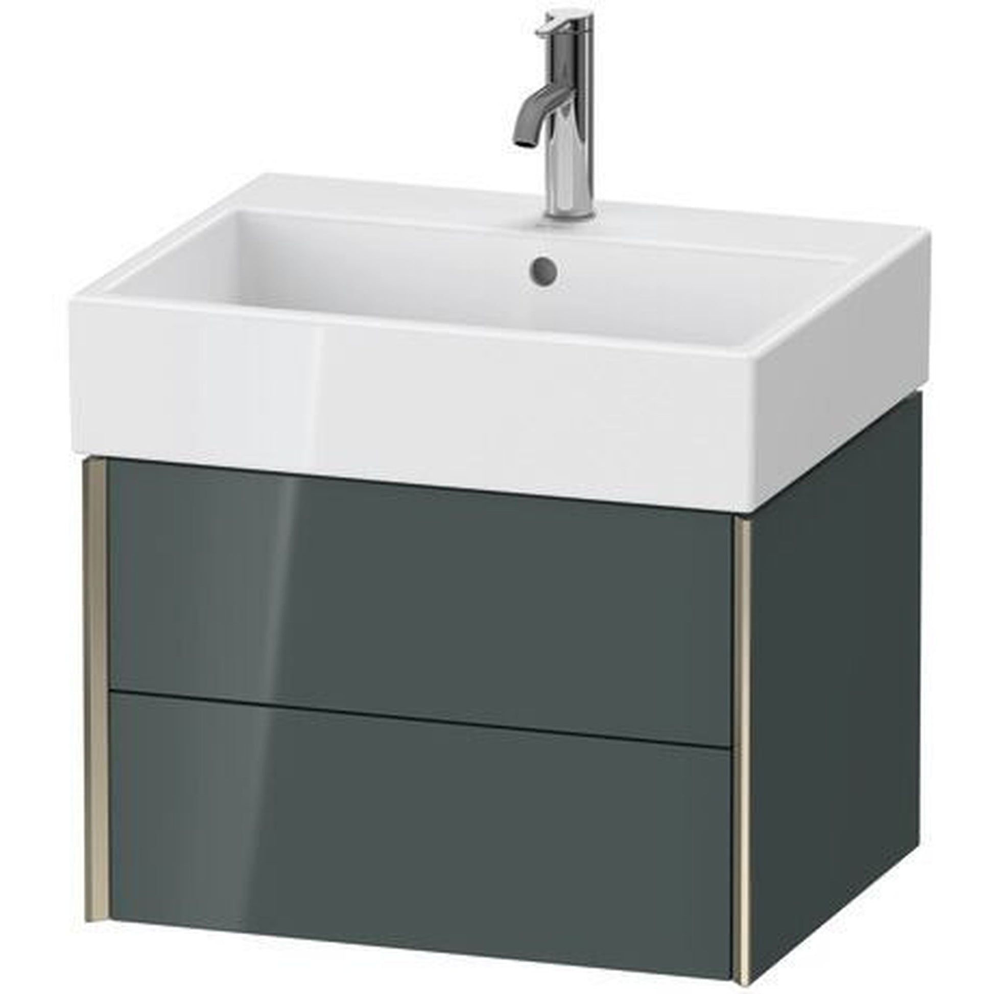 Duravit Xviu 23" x 16" x 18" Two Drawer Wall-Mount Vanity Unit, Dolomiti Grey High Gloss Lacquer (XV43340B138)