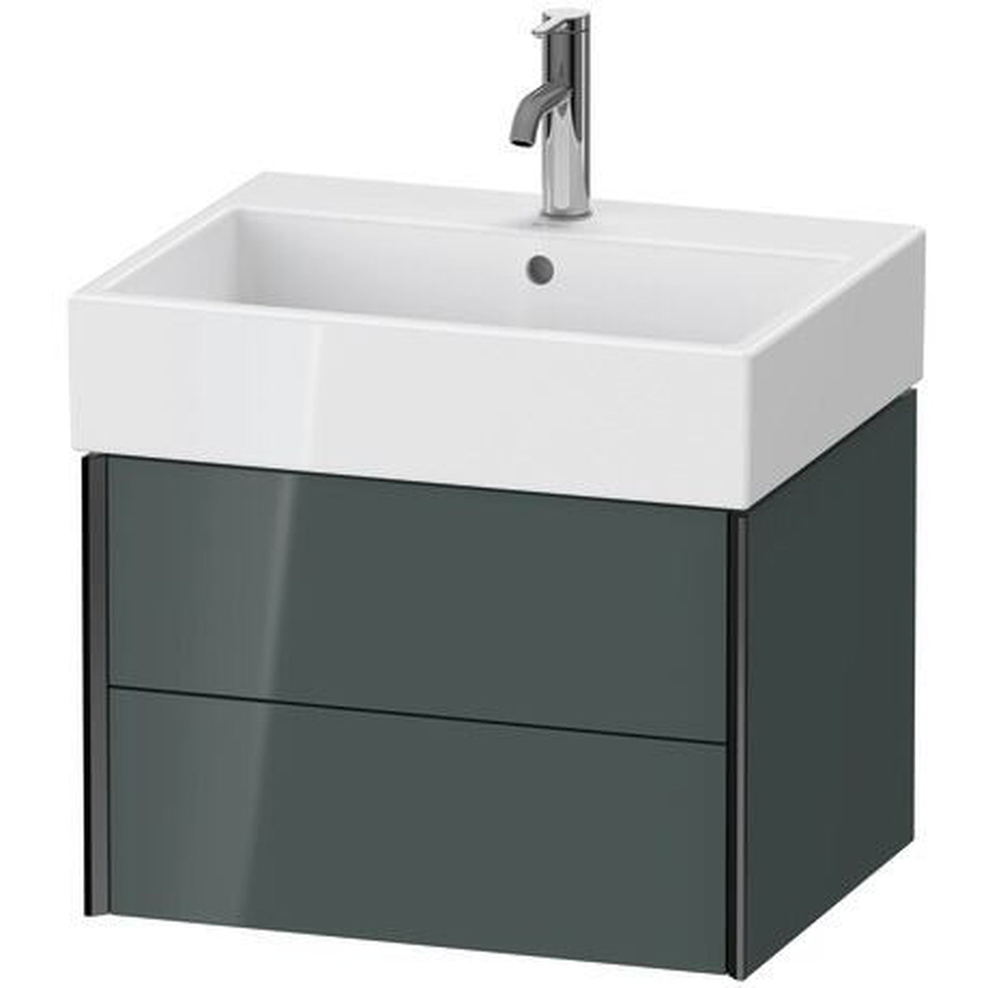 Duravit Xviu 23" x 16" x 18" Two Drawer Wall-Mount Vanity Unit, Dolomiti Grey High Gloss Lacquer (XV43340B238)