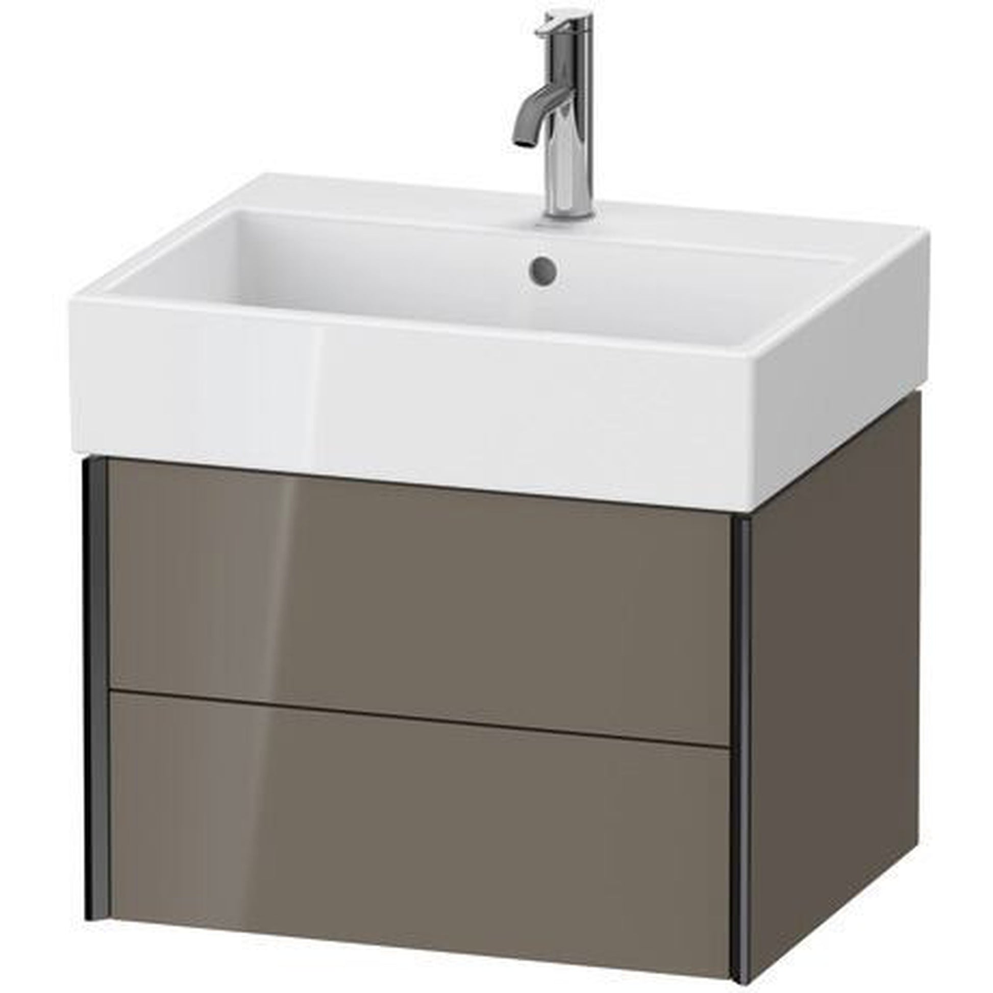 Duravit Xviu 23" x 16" x 18" Two Drawer Wall-Mount Vanity Unit, Flannel Grey High Gloss Lacquer (XV43340B289)