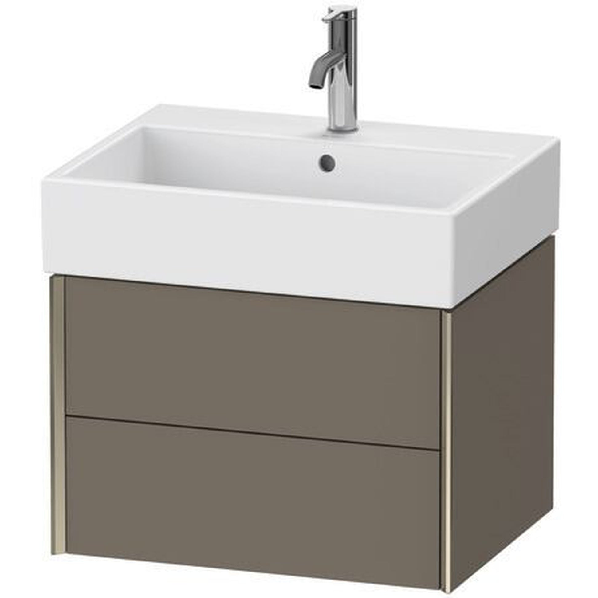 Duravit Xviu 23" x 16" x 18" Two Drawer Wall-Mount Vanity Unit, Flannel Grey Satin Matt Lacquer (XV43340B190)