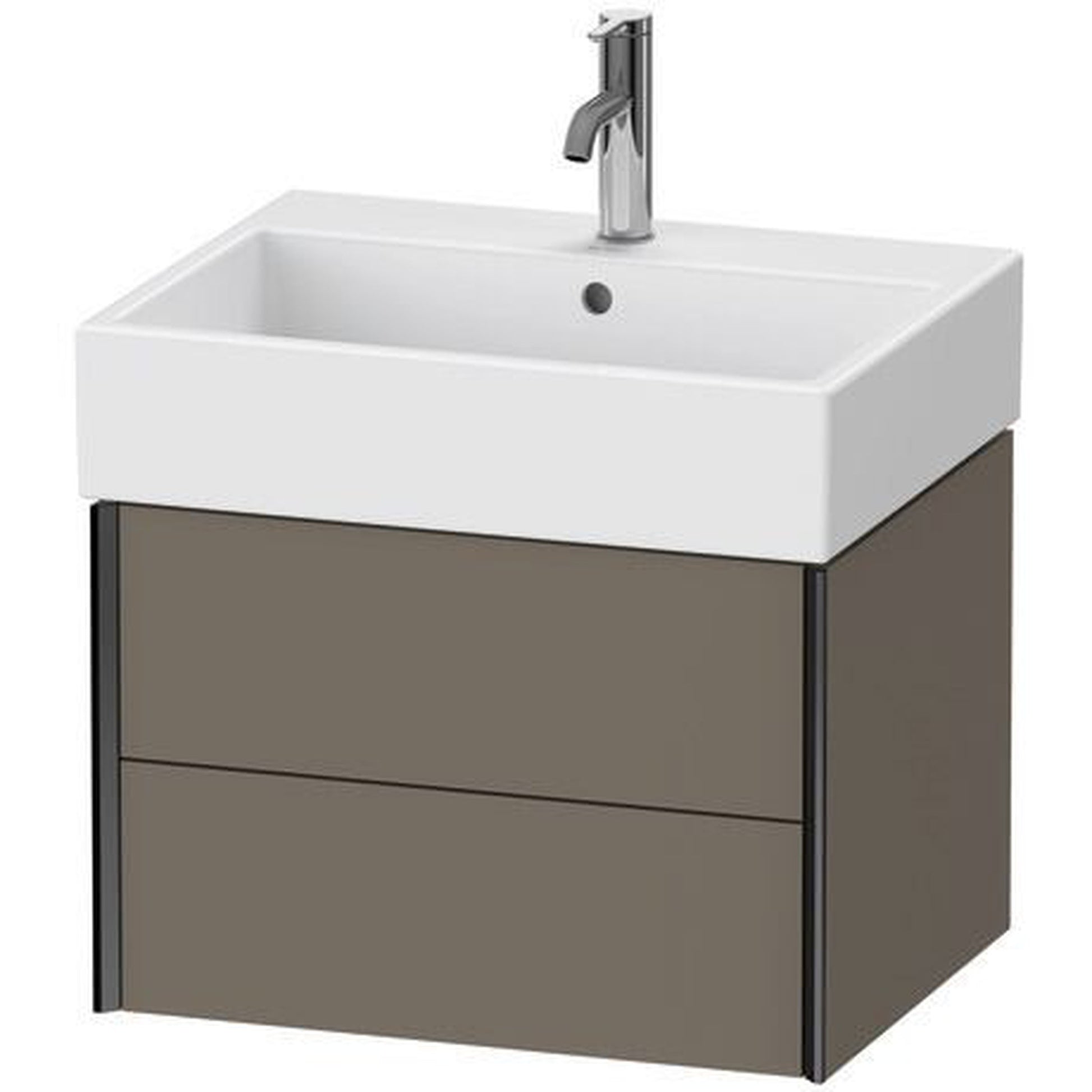 Duravit Xviu 23" x 16" x 18" Two Drawer Wall-Mount Vanity Unit, Flannel Grey Satin Matt Lacquer (XV43340B290)
