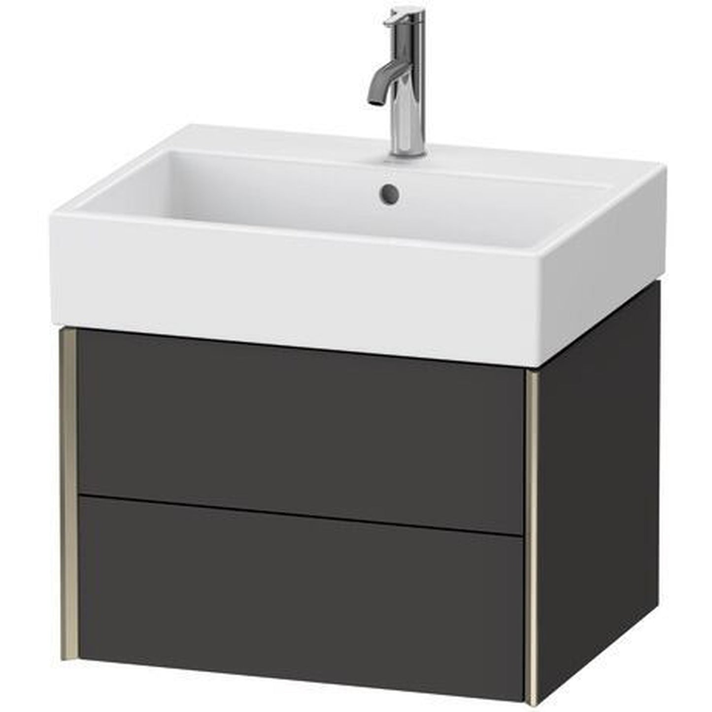 Duravit Xviu 23" x 16" x 18" Two Drawer Wall-Mount Vanity Unit, Graphite Super Matt (XV43340B180)