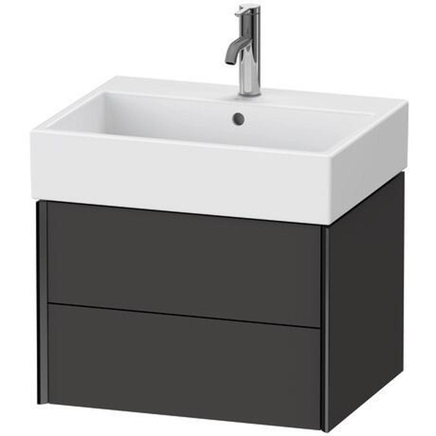 Duravit Xviu 23" x 16" x 18" Two Drawer Wall-Mount Vanity Unit, Graphite Super Matt (XV43340B280)