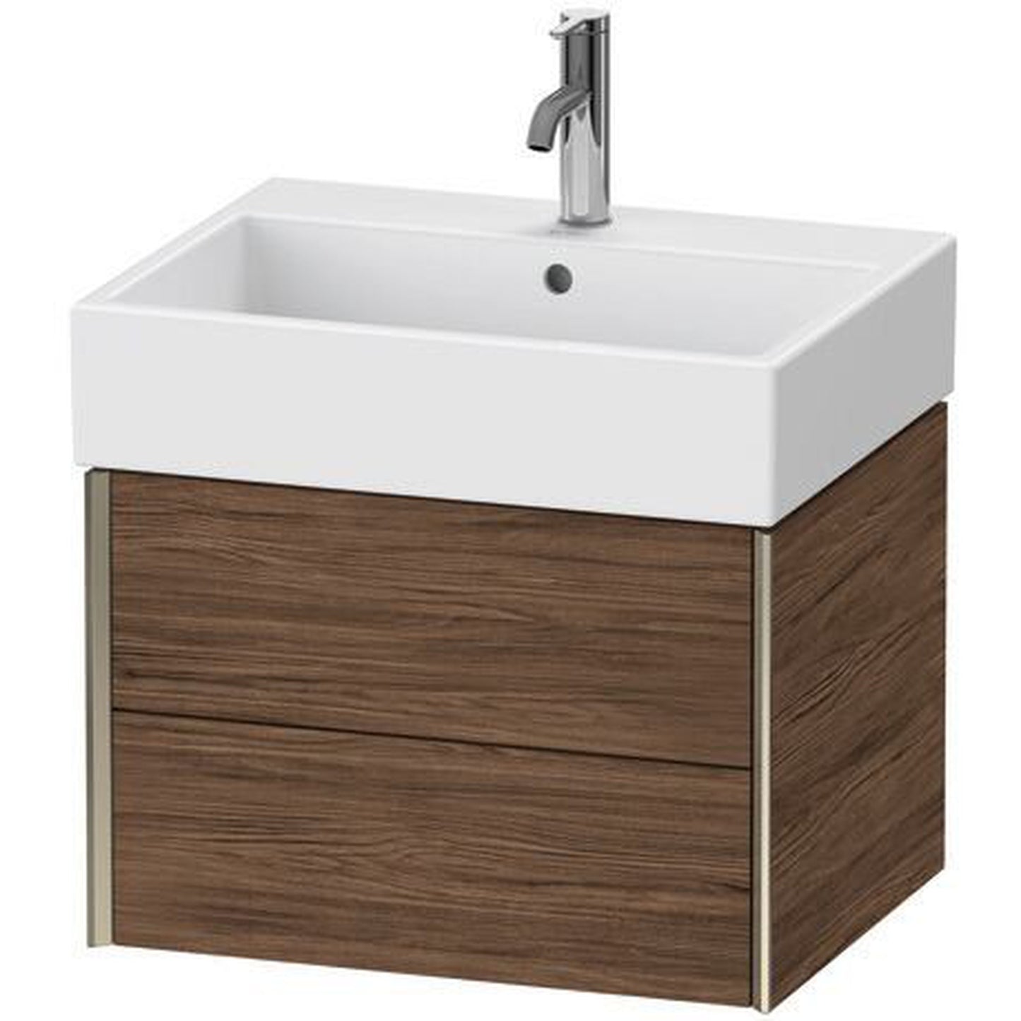 Duravit Xviu 23" x 16" x 18" Two Drawer Wall-Mount Vanity Unit, Walnut Dark (XV43340B121)