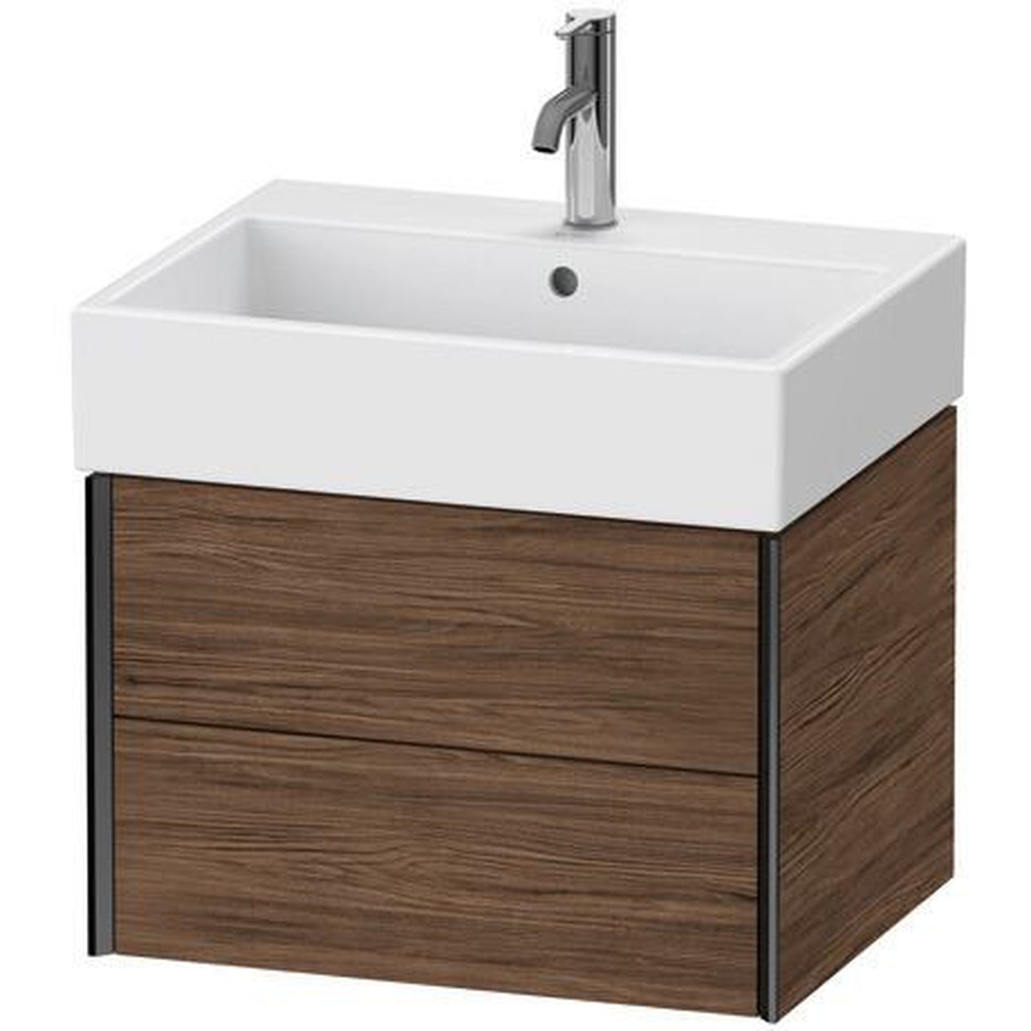 Duravit Xviu 23" x 16" x 18" Two Drawer Wall-Mount Vanity Unit, Walnut Dark (XV43340B221)