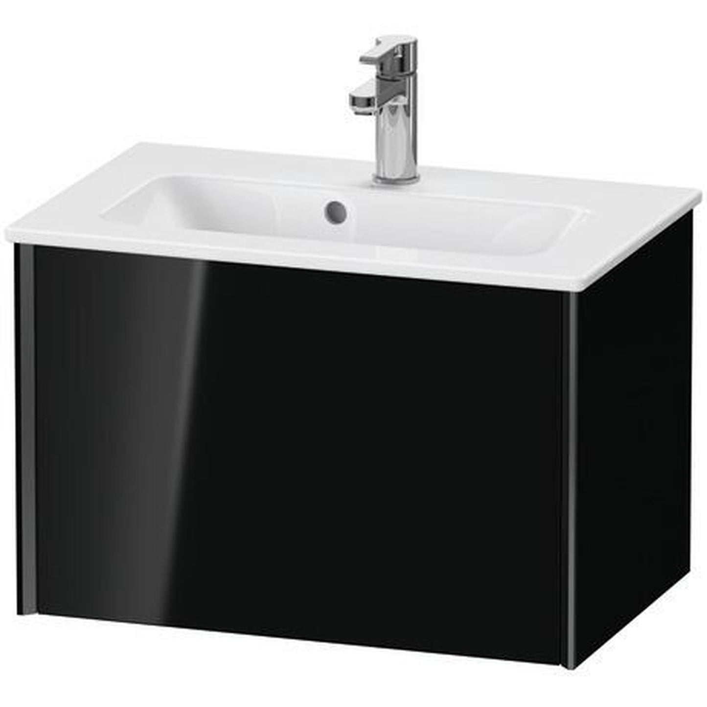 Duravit Xviu 24" x 16" x 15" One Drawer Wall-Mount Vanity Unit, Black High Gloss Lacquer (XV40780B240)