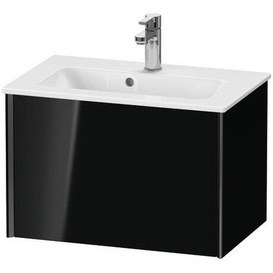 Duravit Xviu 24" x 16" x 15" One Drawer Wall-Mount Vanity Unit, Black High Gloss Lacquer (XV40780B240)