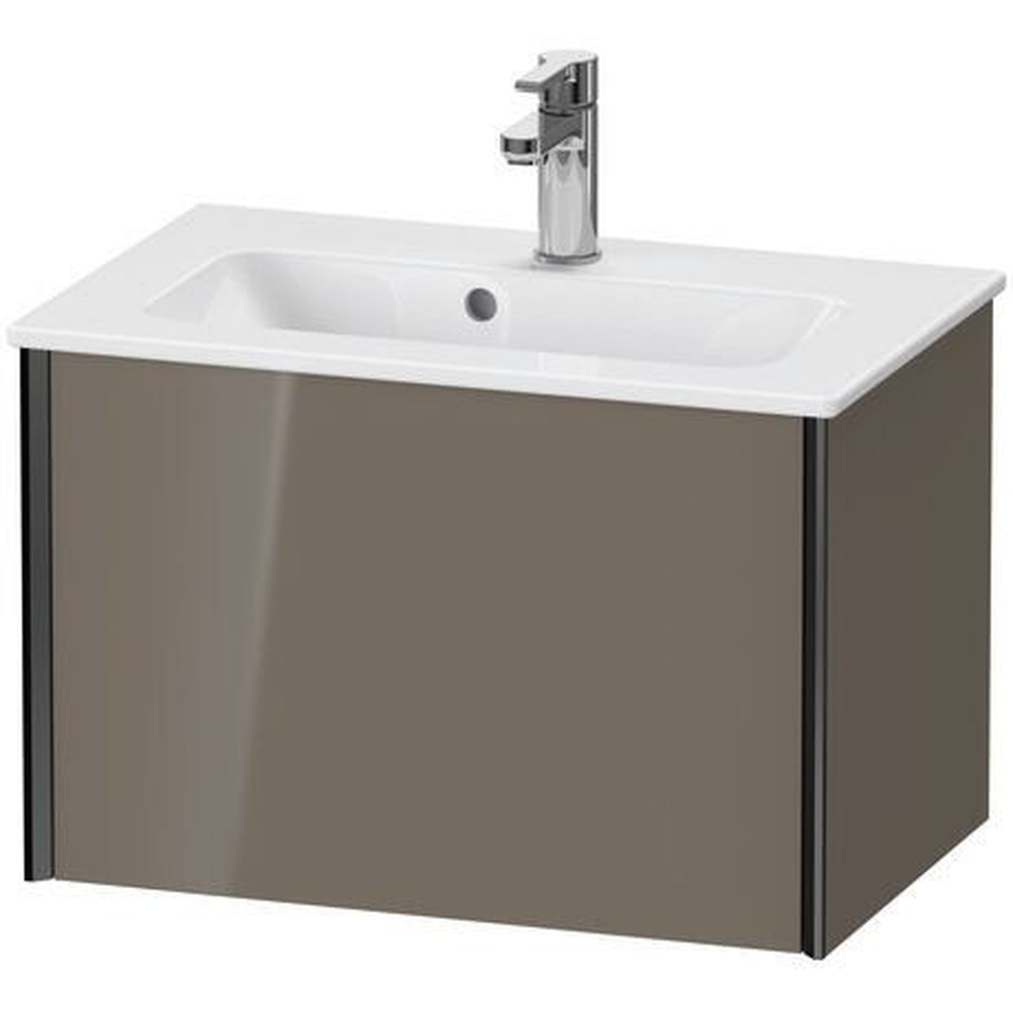 Duravit Xviu 24" x 16" x 15" One Drawer Wall-Mount Vanity Unit, Flannel Grey High Gloss Lacquer (XV40780B289)