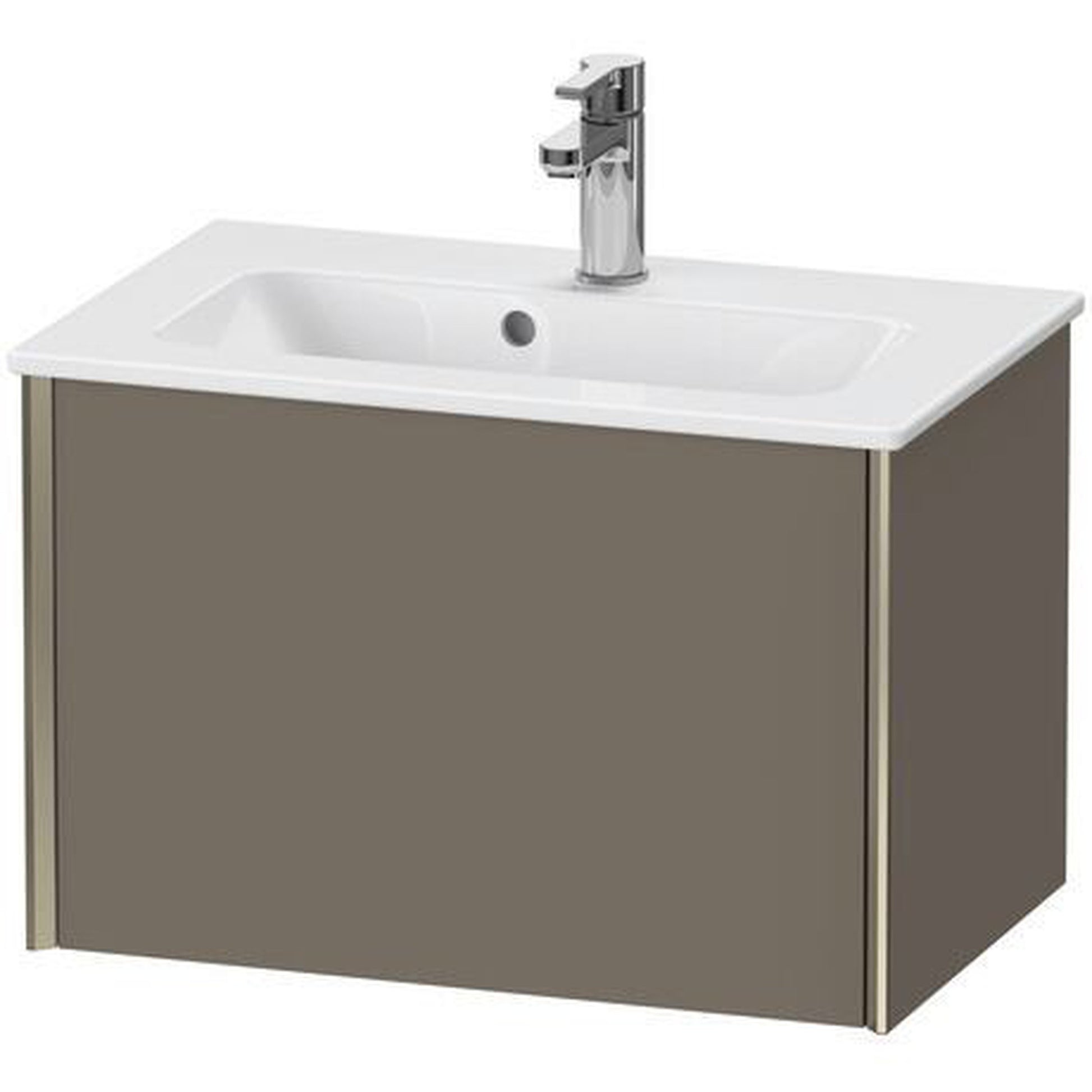 Duravit Xviu 24" x 16" x 15" One Drawer Wall-Mount Vanity Unit, Flannel Grey Satin Matt Lacquer (XV40780B190)