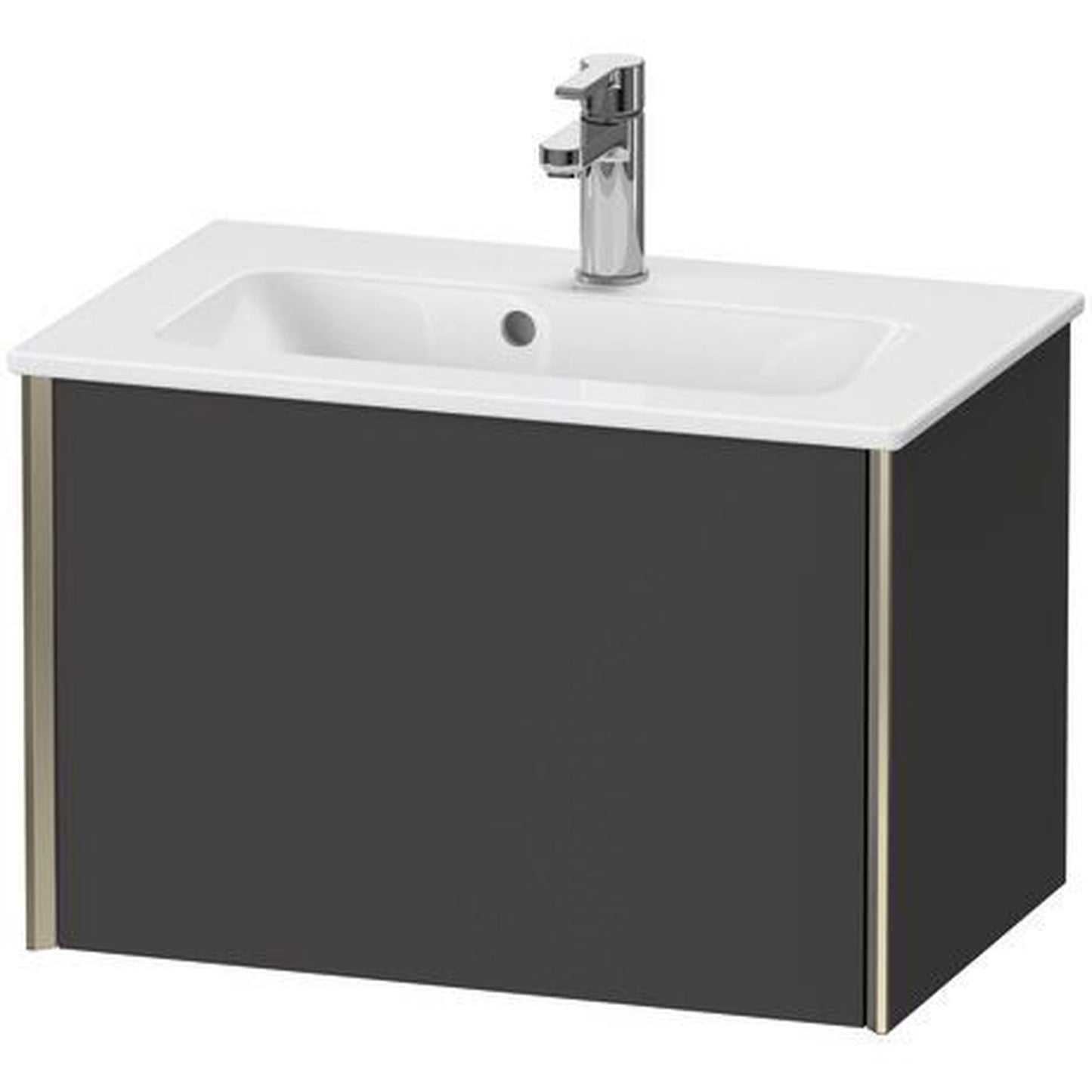 Duravit Xviu 24" x 16" x 15" One Drawer Wall-Mount Vanity Unit, Graphite Super Matt (XV40780B180)