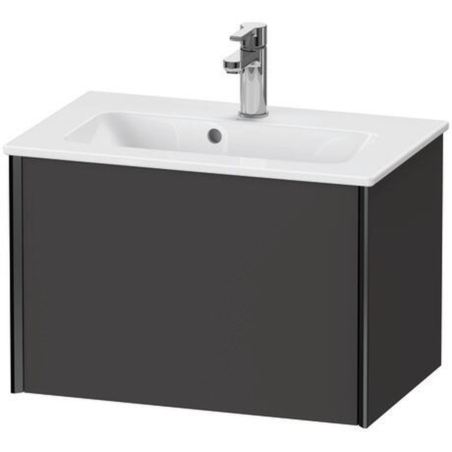 Duravit Xviu 24" x 16" x 15" One Drawer Wall-Mount Vanity Unit, Graphite Super Matt (XV40780B280)