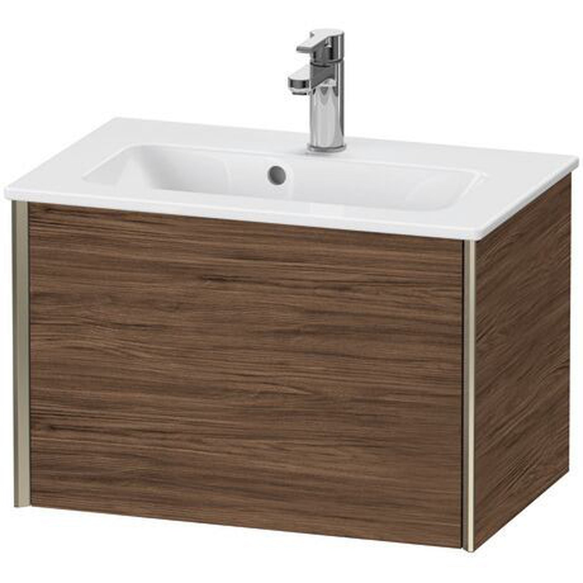 Duravit Xviu 24" x 16" x 15" One Drawer Wall-Mount Vanity Unit, Walnut Dark (XV40780B121)